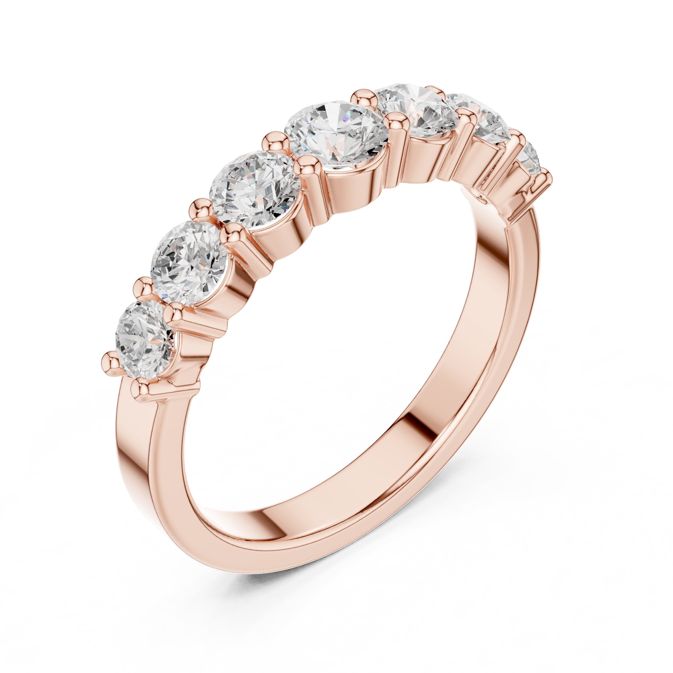 Round Diamond Seven Stone Anniversary Band in Rose Gold - VYKA Diamonds