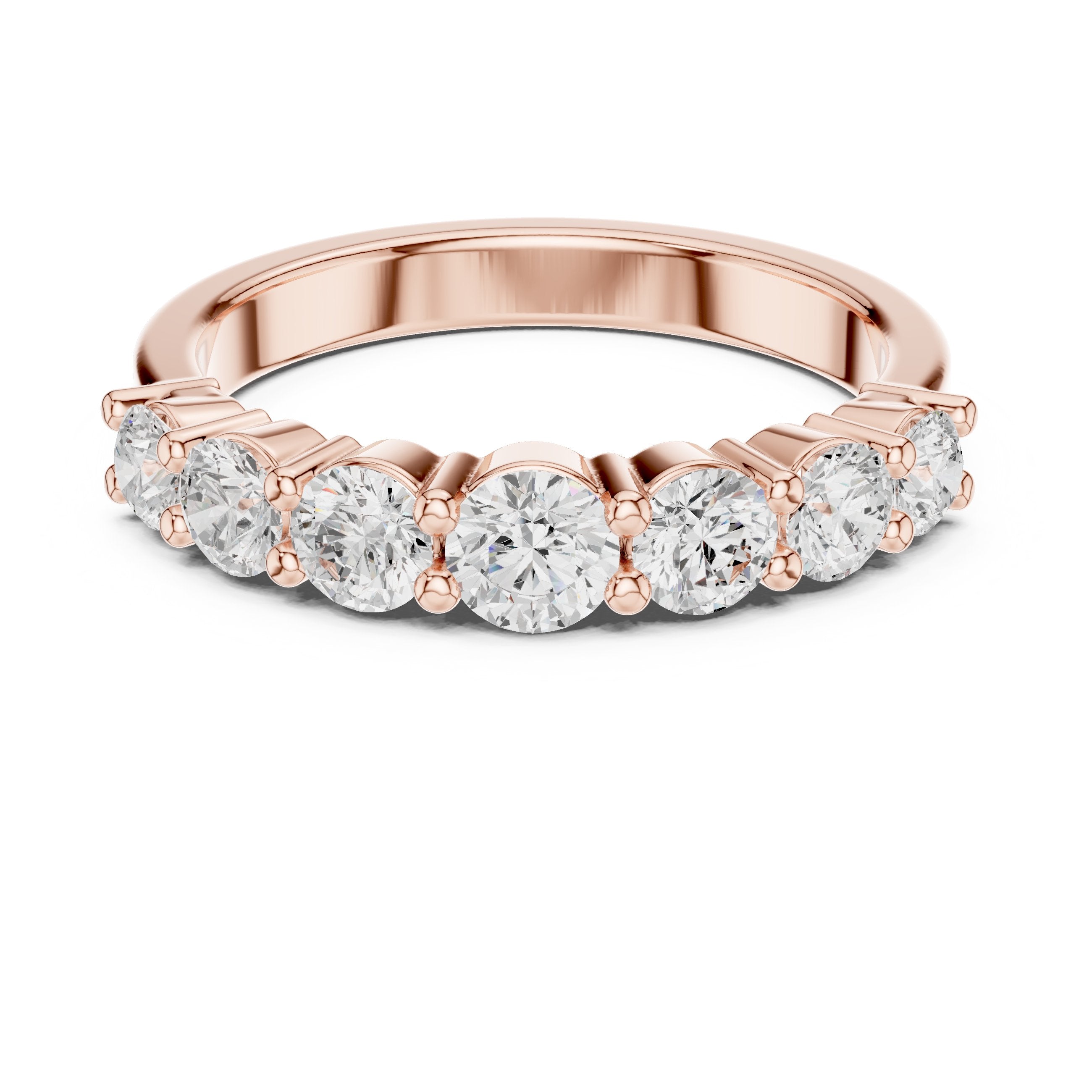 Round Diamond Seven Stone Anniversary Band in Rose Gold - VYKA Diamonds