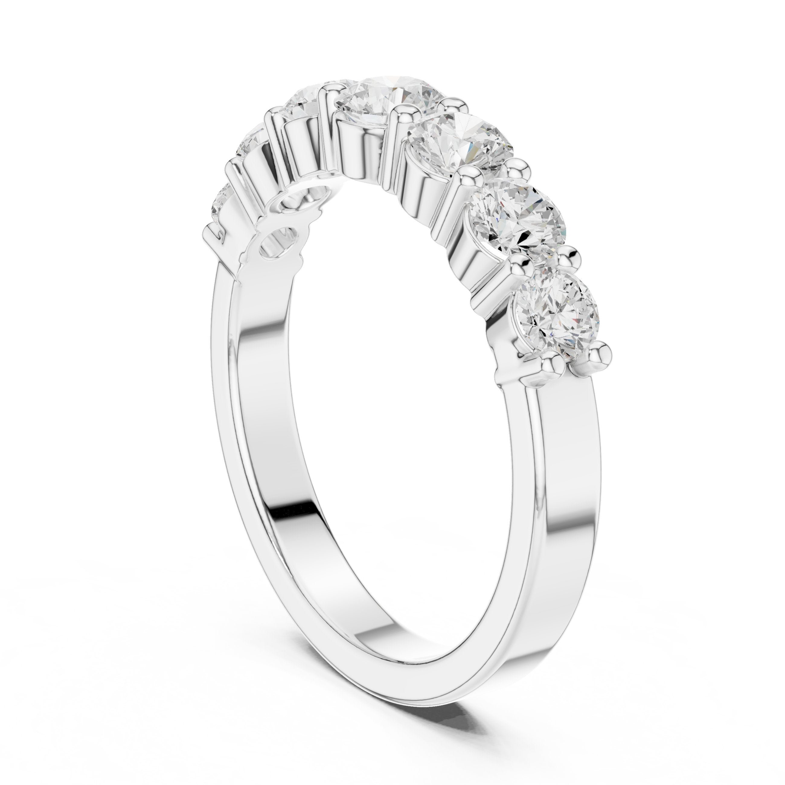 Round Diamond Seven Stone Anniversary Band in White Gold - VYKA Diamonds