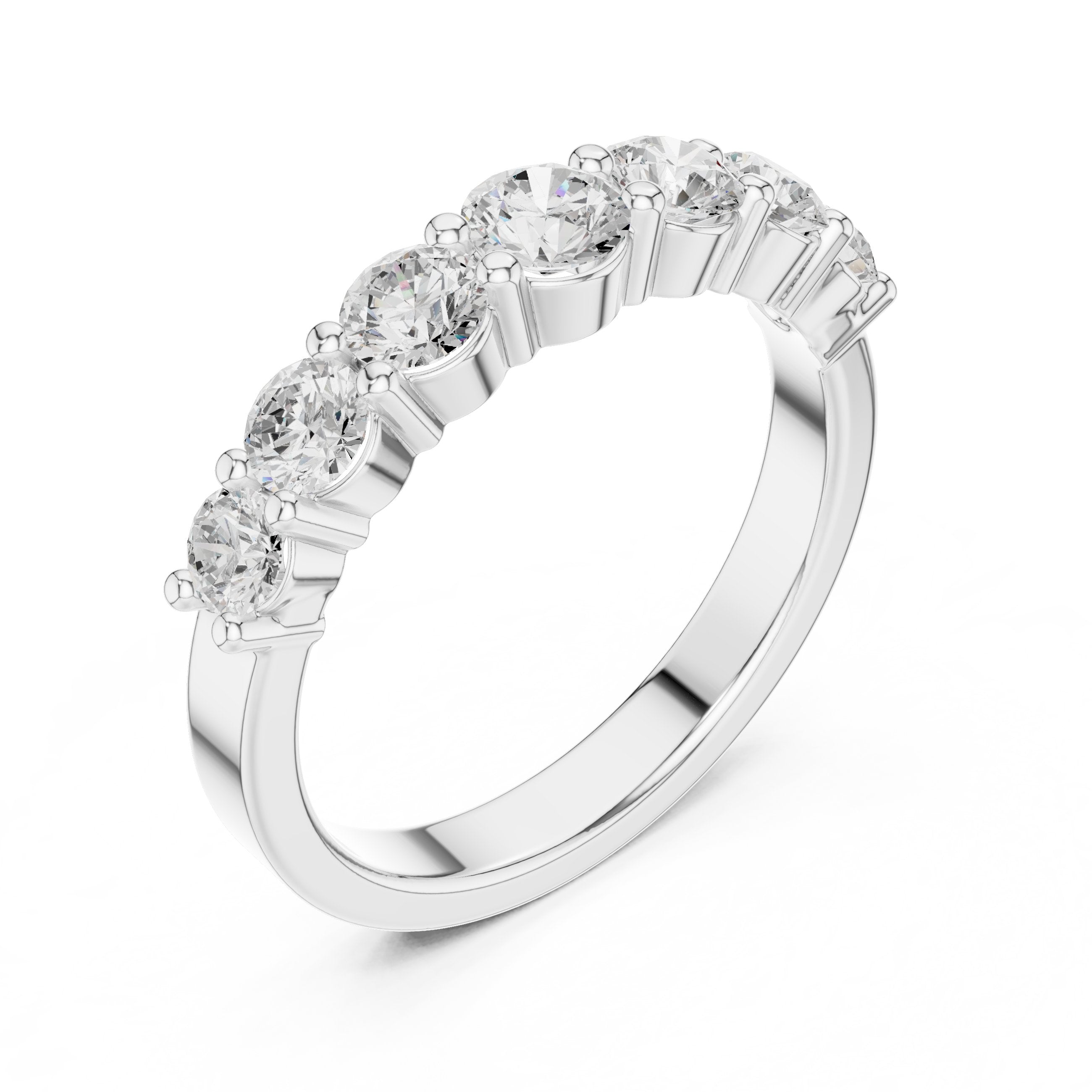 Round Diamond Seven Stone Anniversary Band in White Gold - VYKA Diamonds
