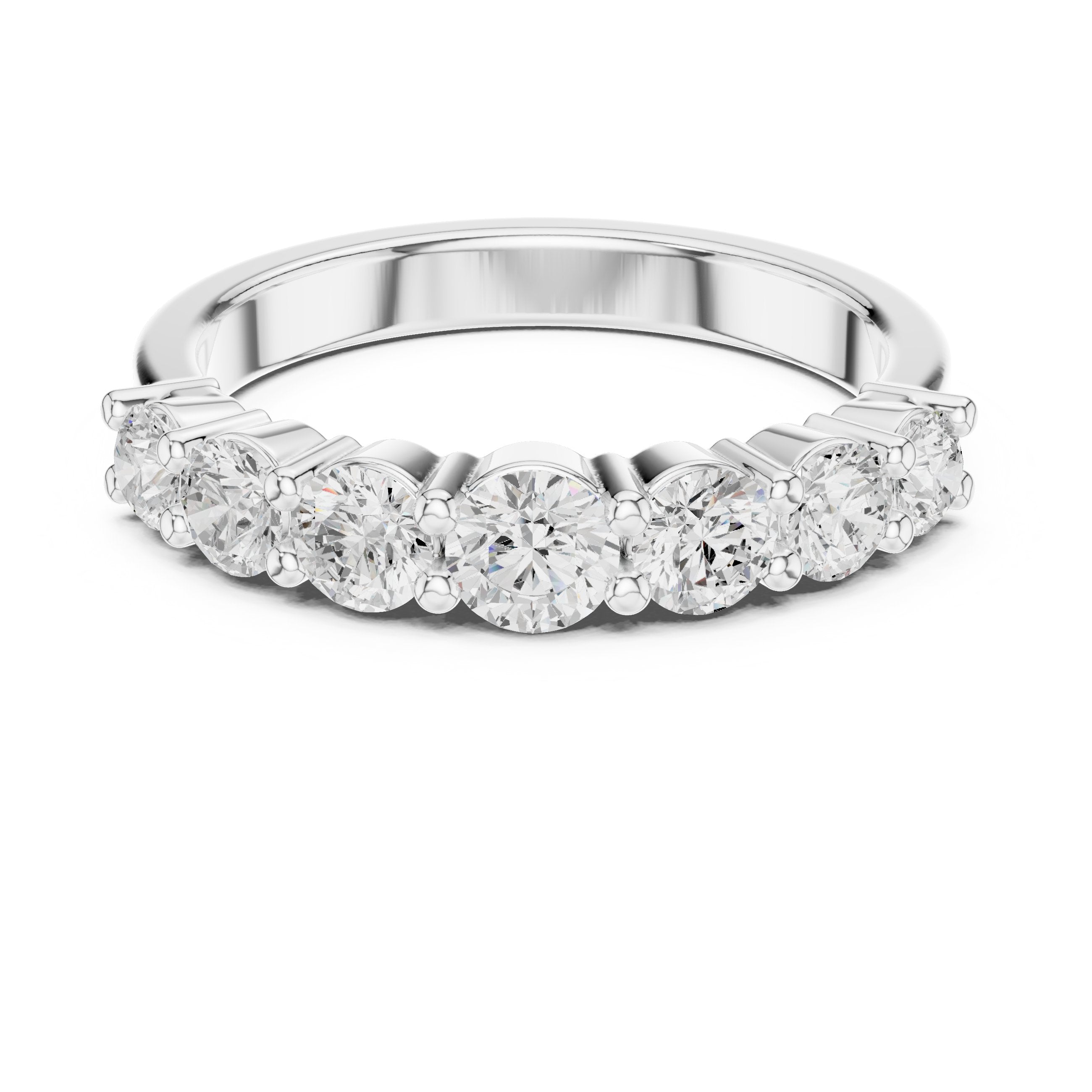 Round Diamond Seven Stone Anniversary Band in White Gold - VYKA Diamonds