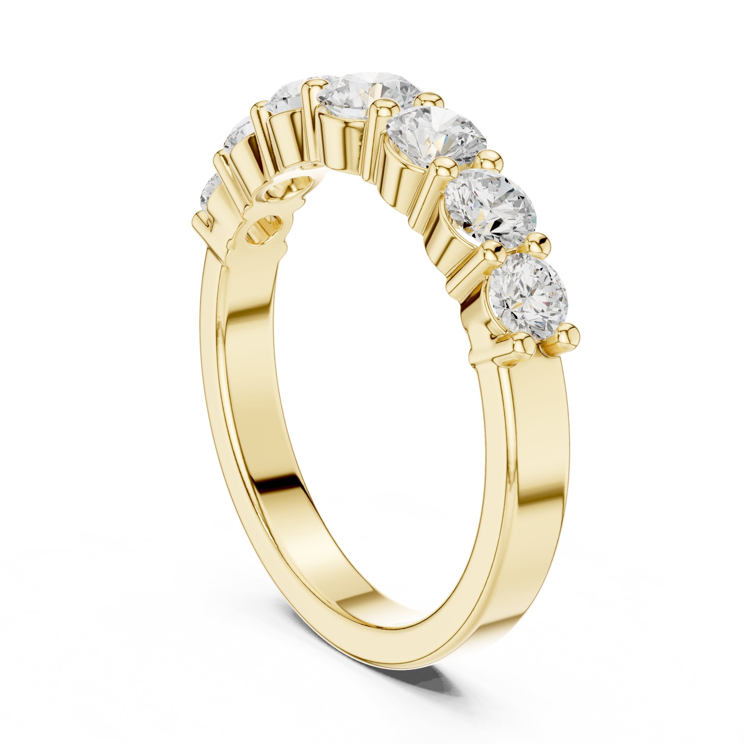 Round Diamond Seven Stone Anniversary Band in Yellow Gold - VYKA Diamonds