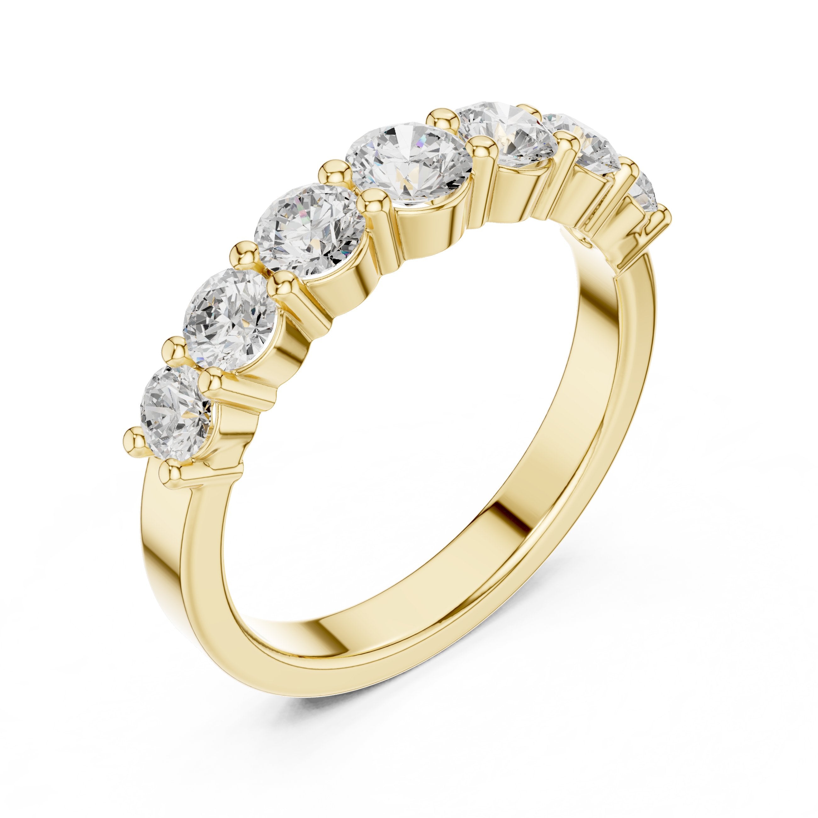 Round Diamond Seven Stone Anniversary Band in Yellow Gold - VYKA Diamonds