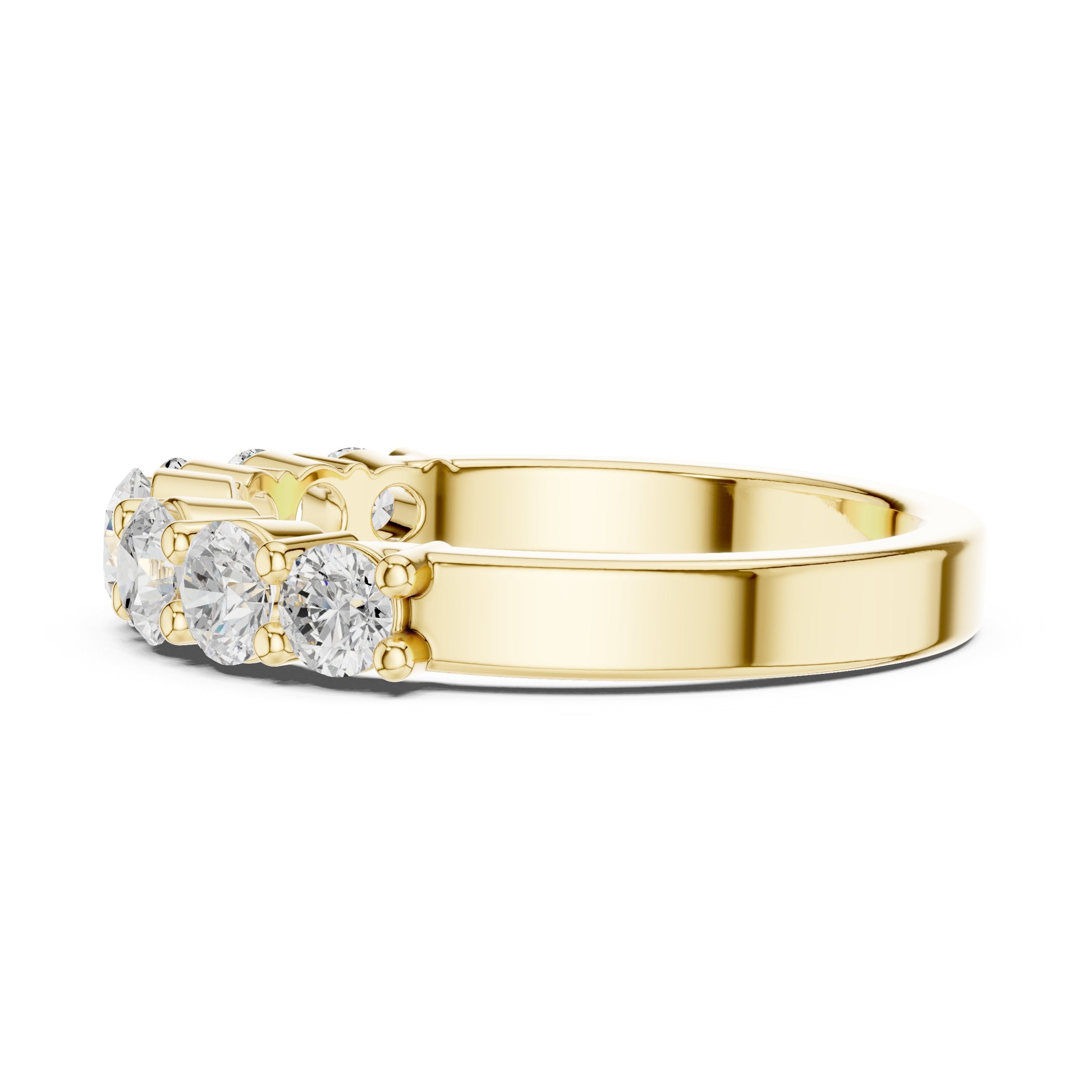 Round Diamond Seven Stone Anniversary Band in Yellow Gold - VYKA Diamonds