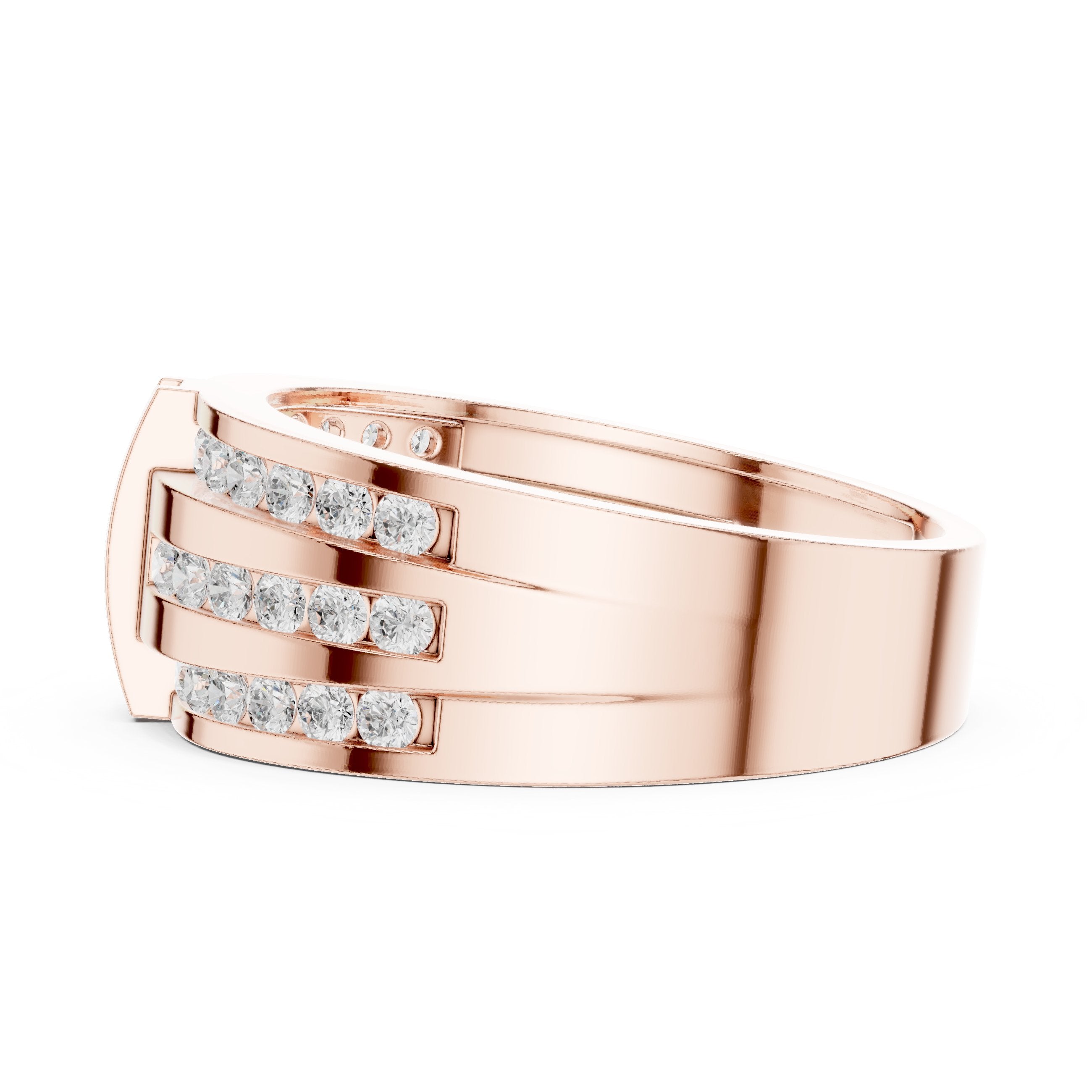 Round Diamond Multi-Row Channel Set Anniversary Band in Rose Gold - VYKA Diamonds