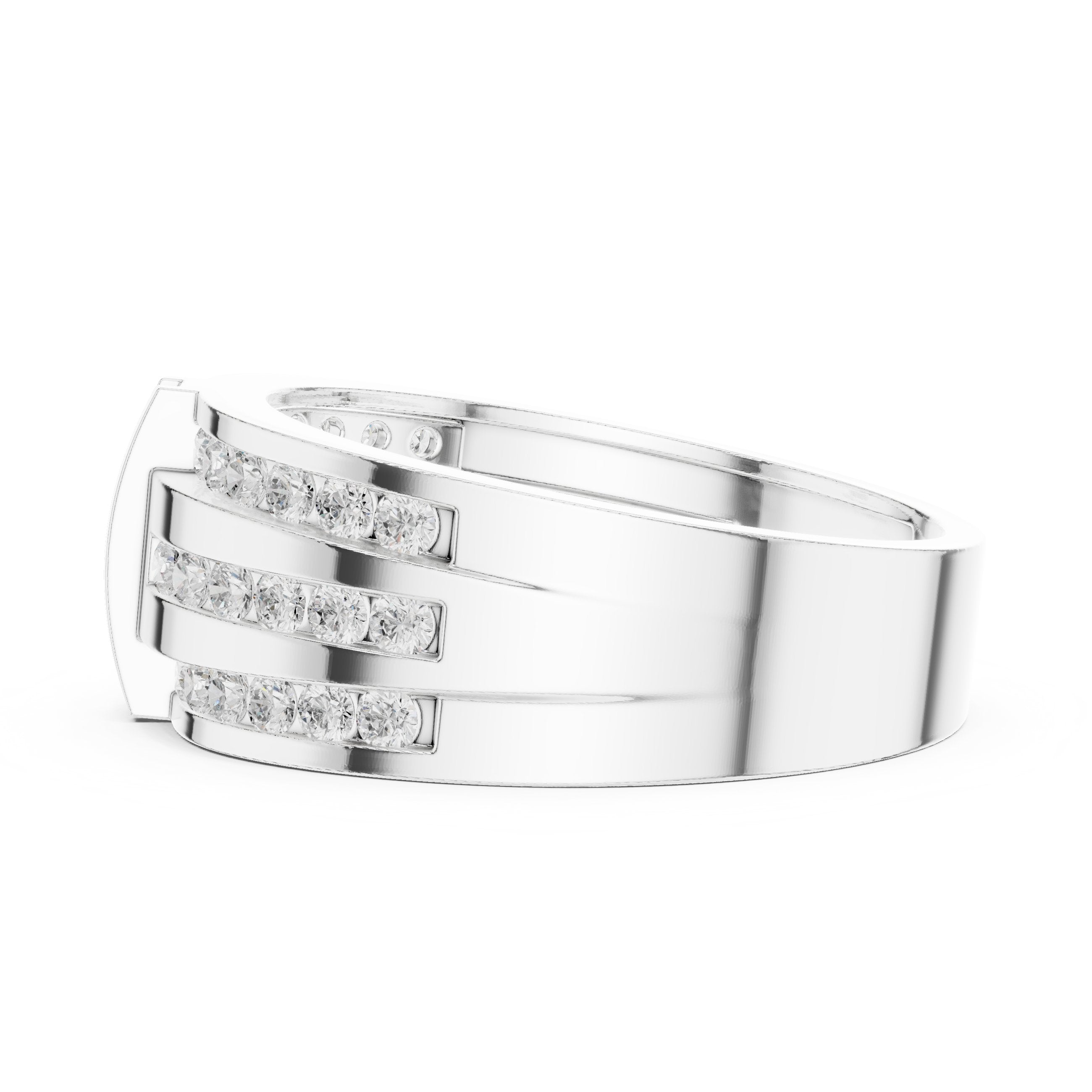 Round Diamond Multi-Row Channel Set Anniversary Band in White Gold - VYKA Diamonds