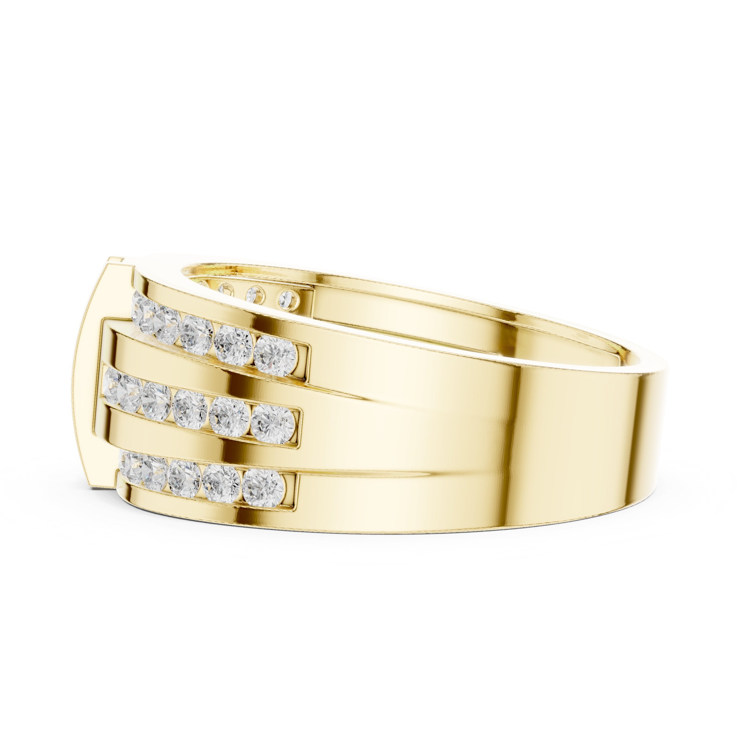 Round Diamond Multi-Row Channel Set Anniversary Band in Yellow Gold - VYKA Diamonds