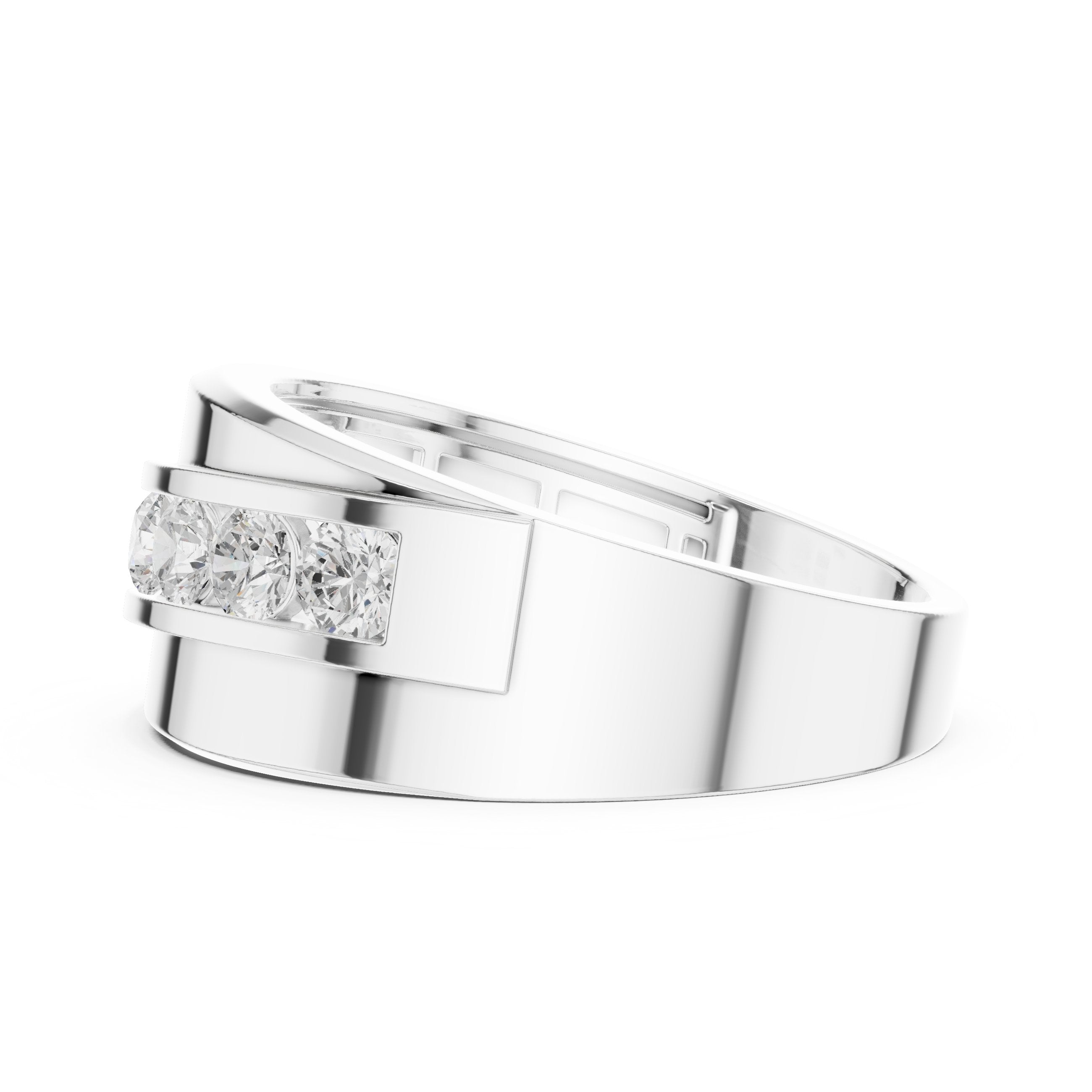 Round Diamond Channel Set Wide Anniversary Band in White Gold - VYKA Diamonds