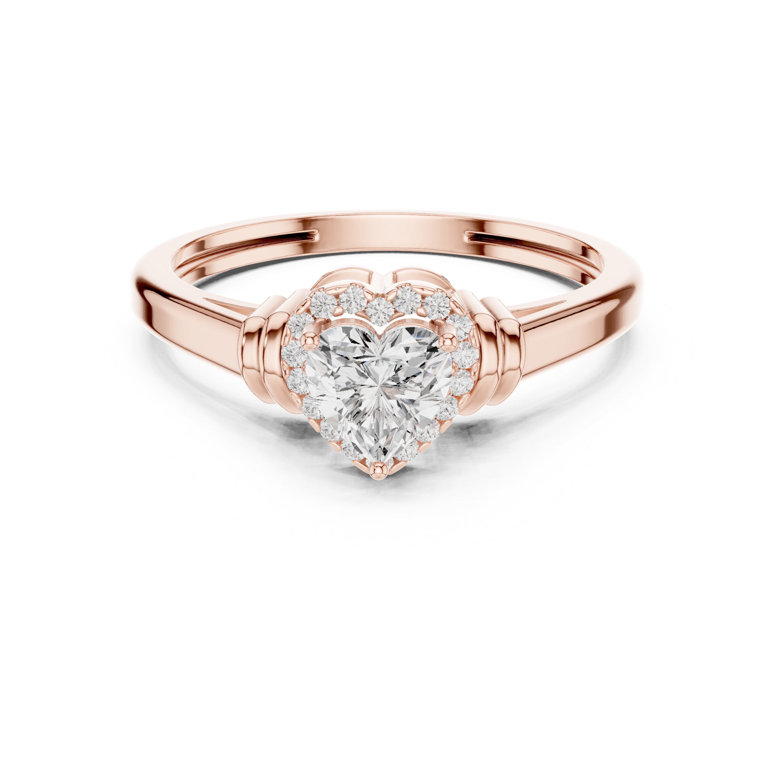 Heart Cluster Halo Diamond Engagement Ring in Rose Gold - VYKA Diamonds