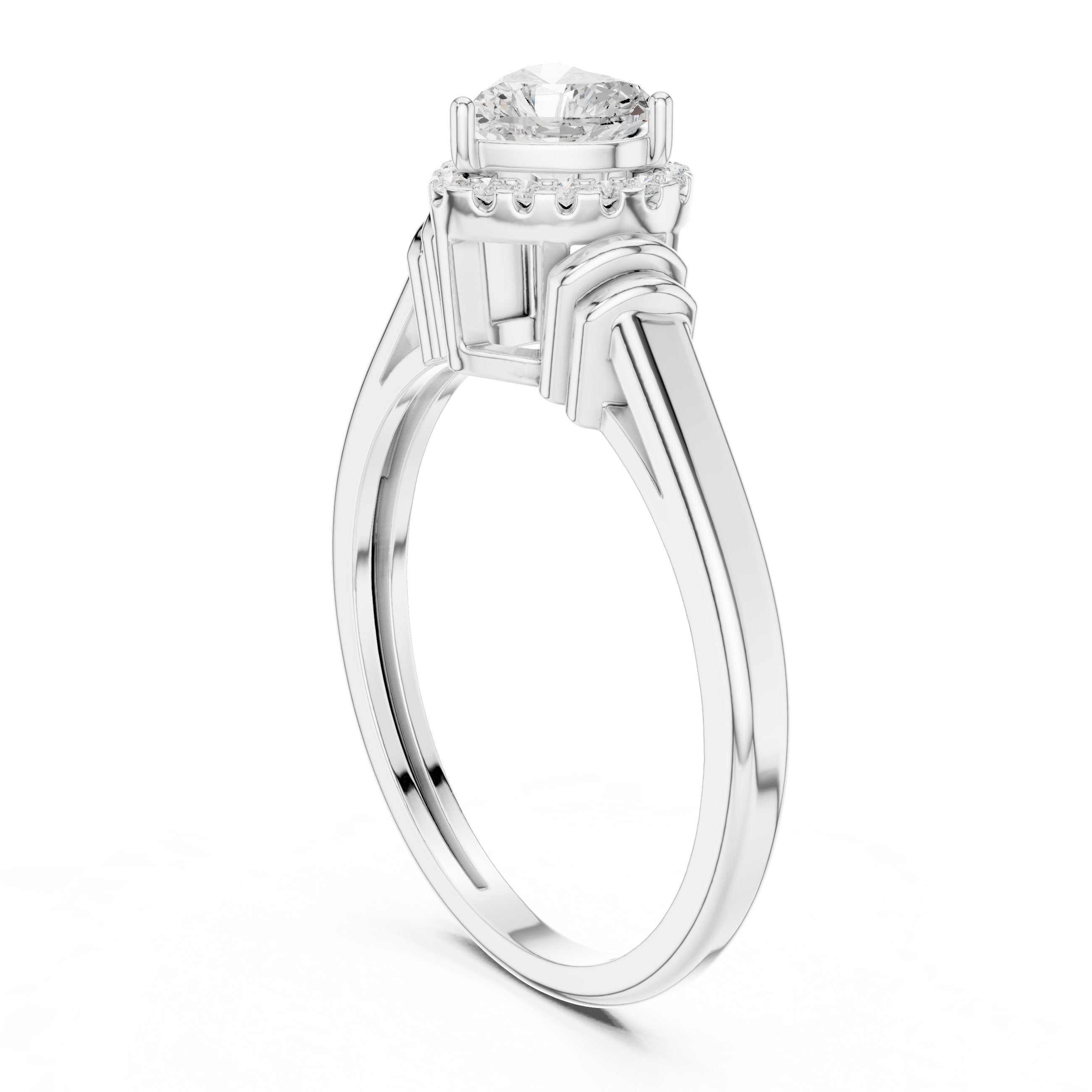 Heart Cluster Halo Diamond Engagement Ring in White Gold - VYKA Diamonds