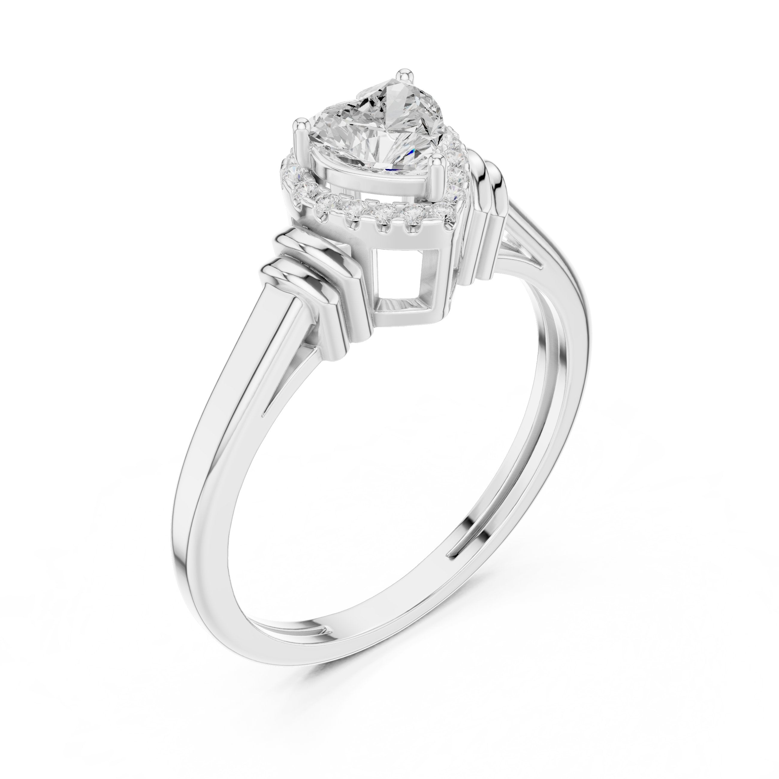 Heart Cluster Halo Diamond Engagement Ring in White Gold - VYKA Diamonds