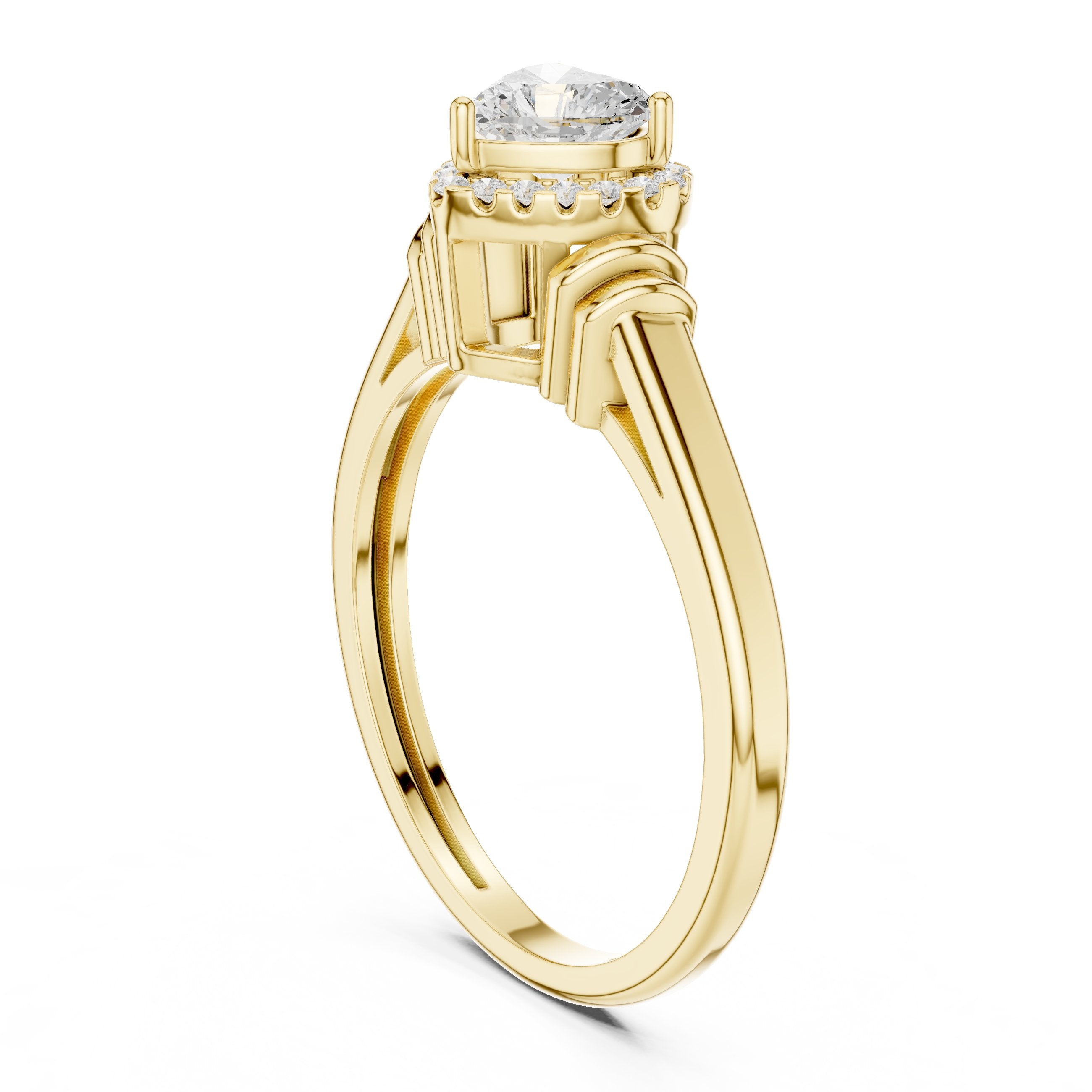 Heart Cluster Halo Diamond Engagement Ring in Yellow Gold - VYKA Diamonds