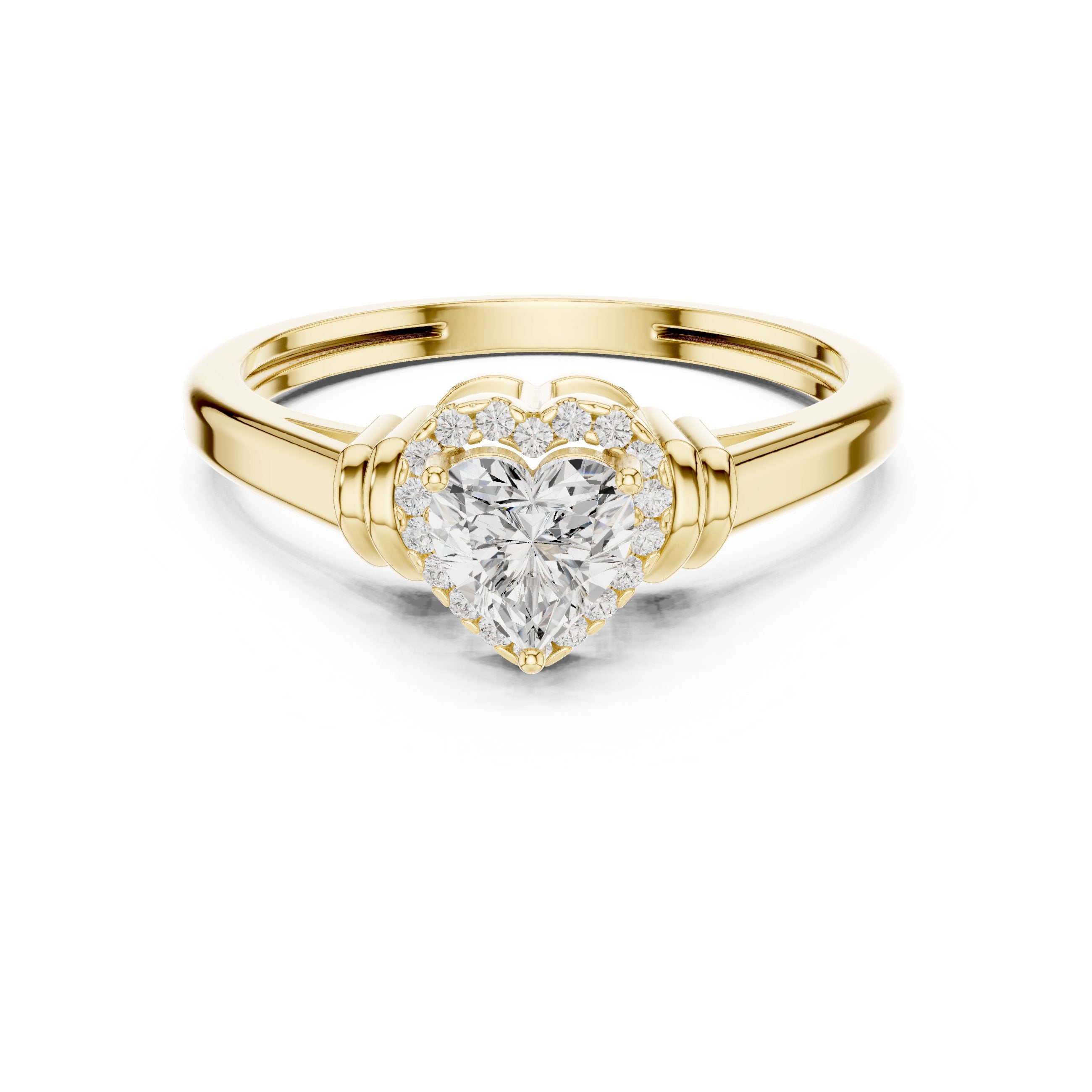 Heart Cluster Halo Diamond Engagement Ring in Yellow Gold - VYKA Diamonds