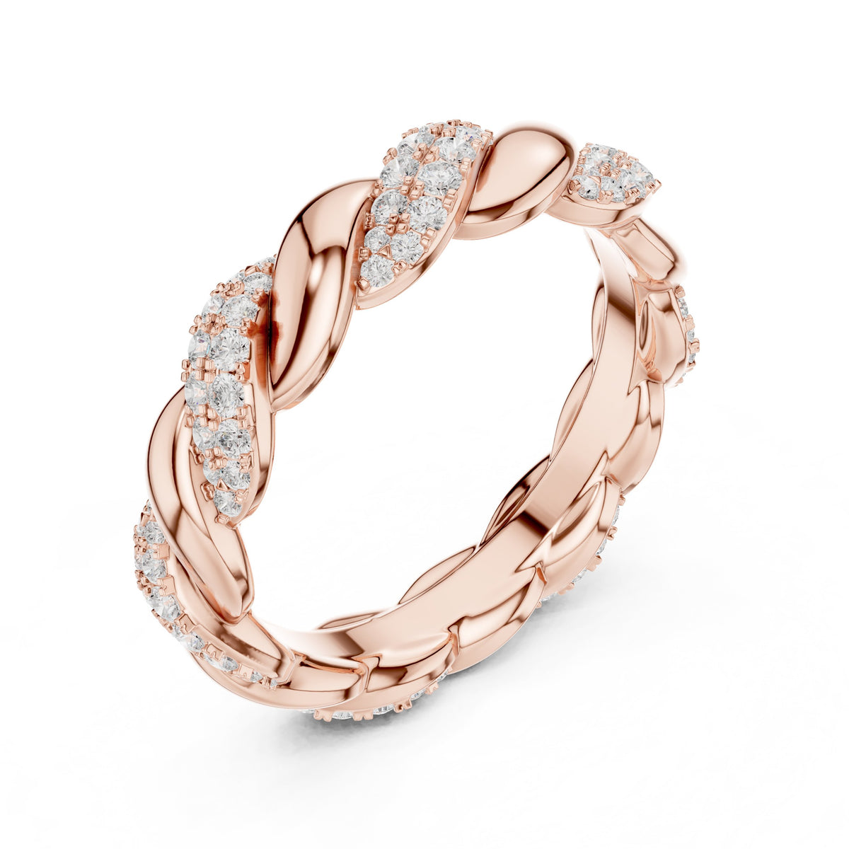 Round Diamond Twisted Pavé Eternity Band