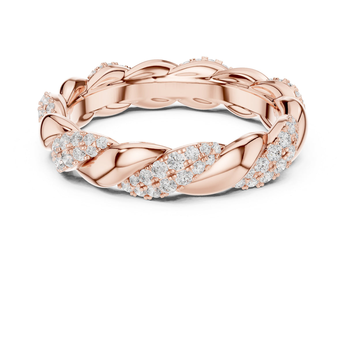 Round Diamond Twisted Pavé Eternity Band