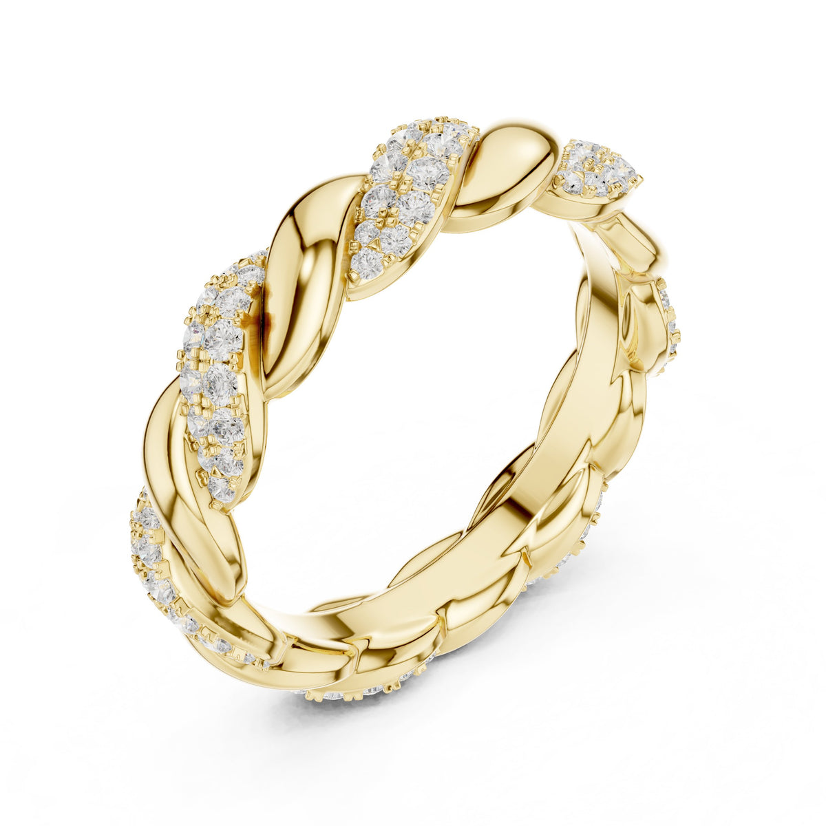 Round Diamond Twisted Pavé Eternity Band