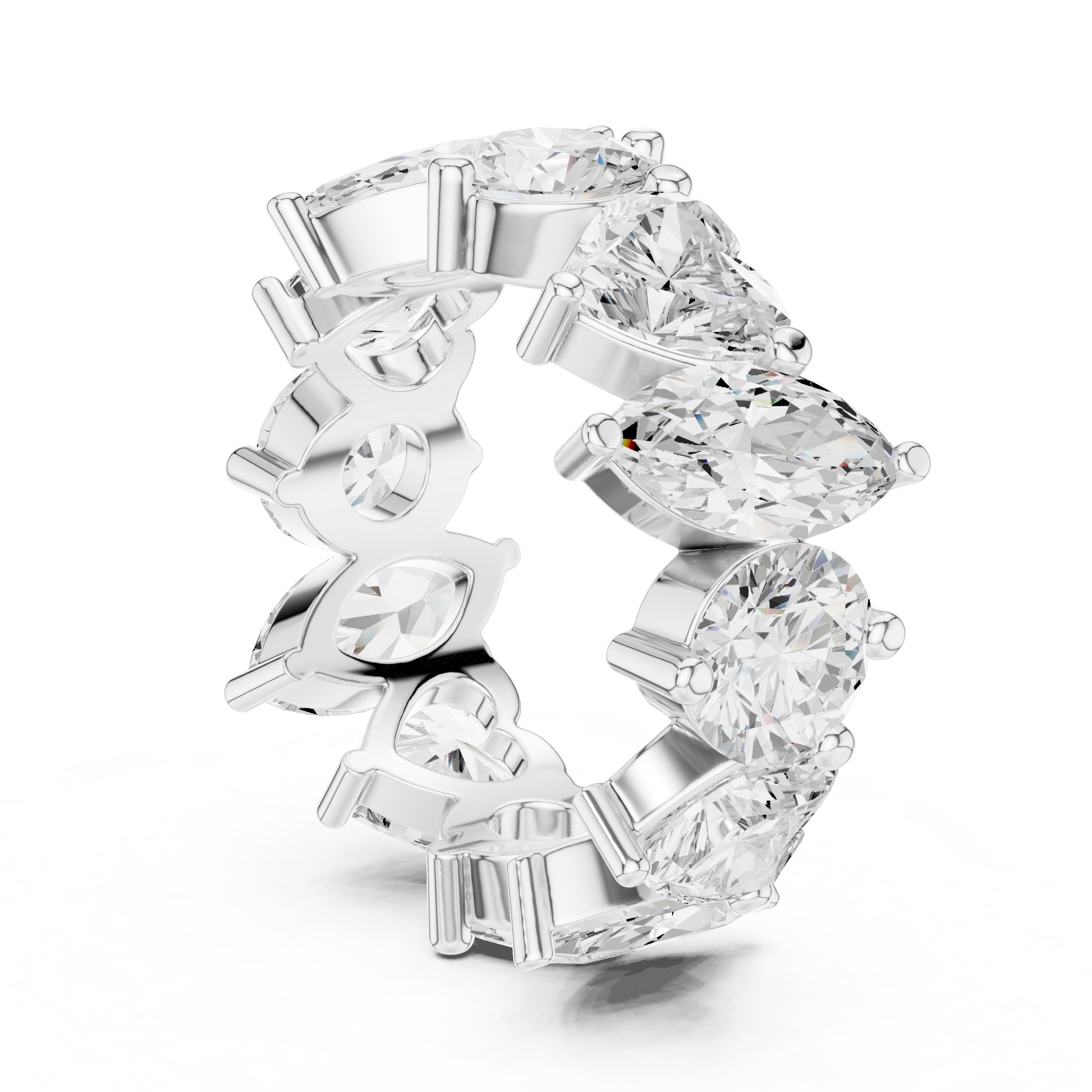 Mixed Shape Diamond Eternity Band with Round, Marquise and Heart Cuts in White Gold - VYKA Diamonds