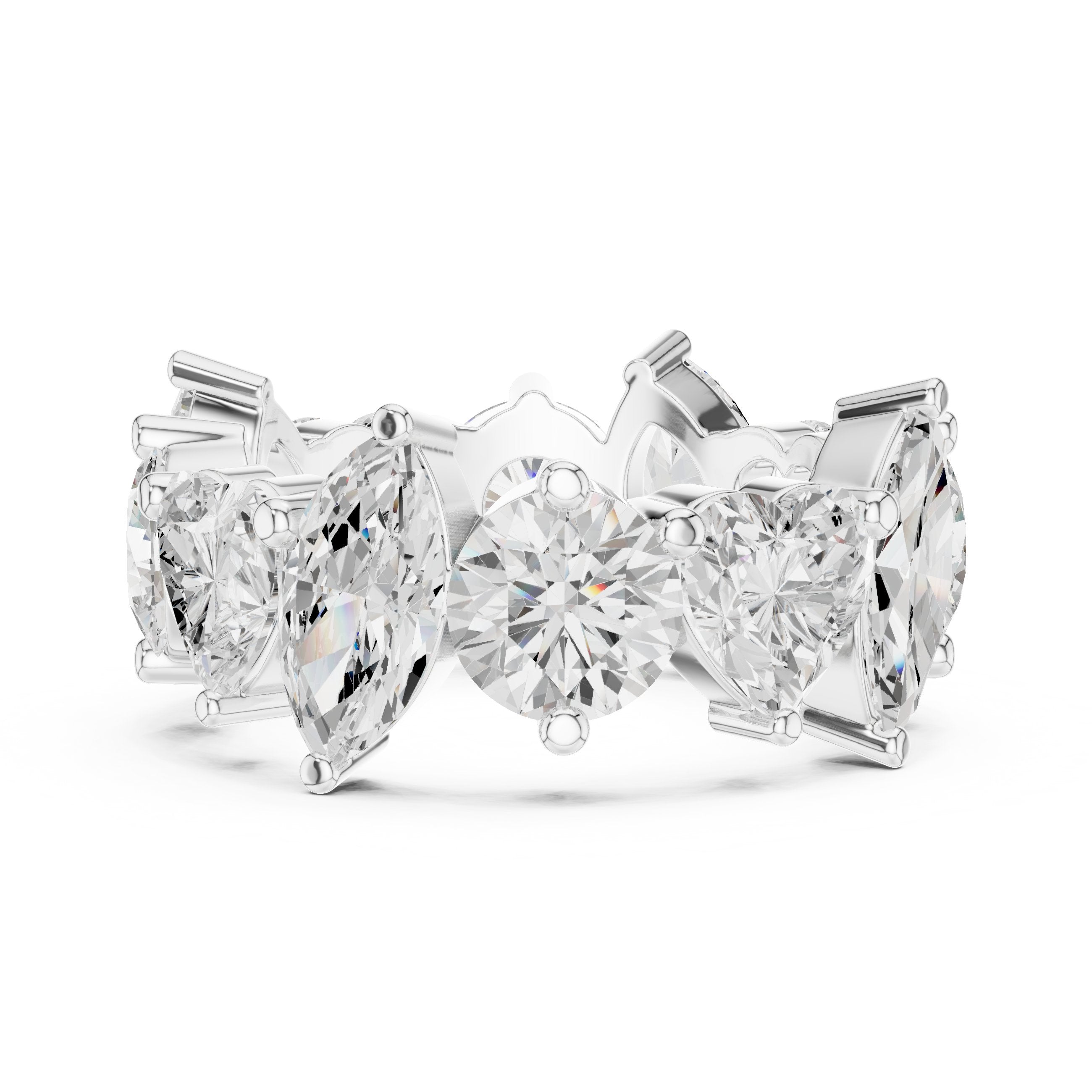 Mixed Shape Diamond Eternity Band with Round, Marquise and Heart Cuts in White Gold - VYKA Diamonds
