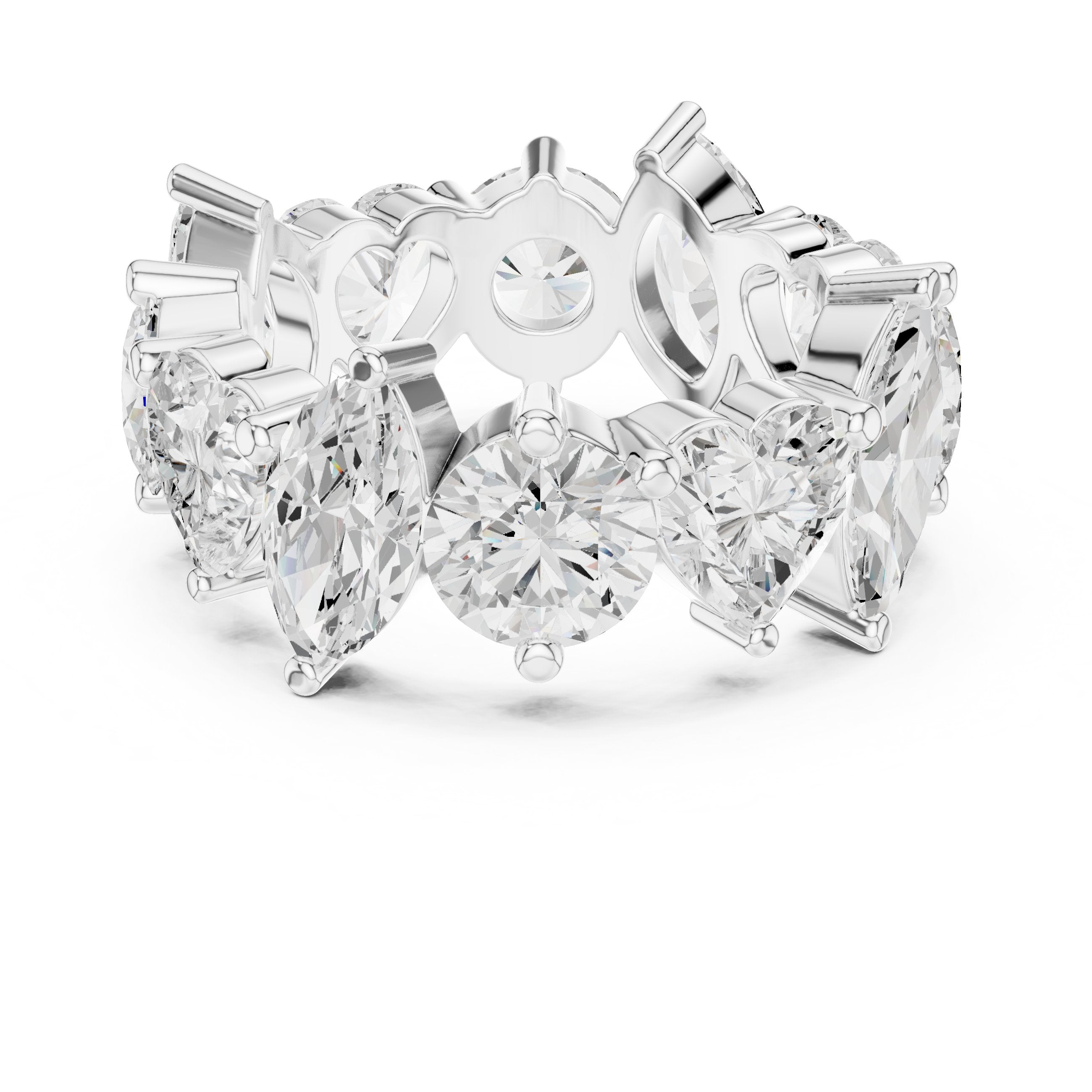 Mixed Shape Diamond Eternity Band with Round, Marquise and Heart Cuts in White Gold - VYKA Diamonds