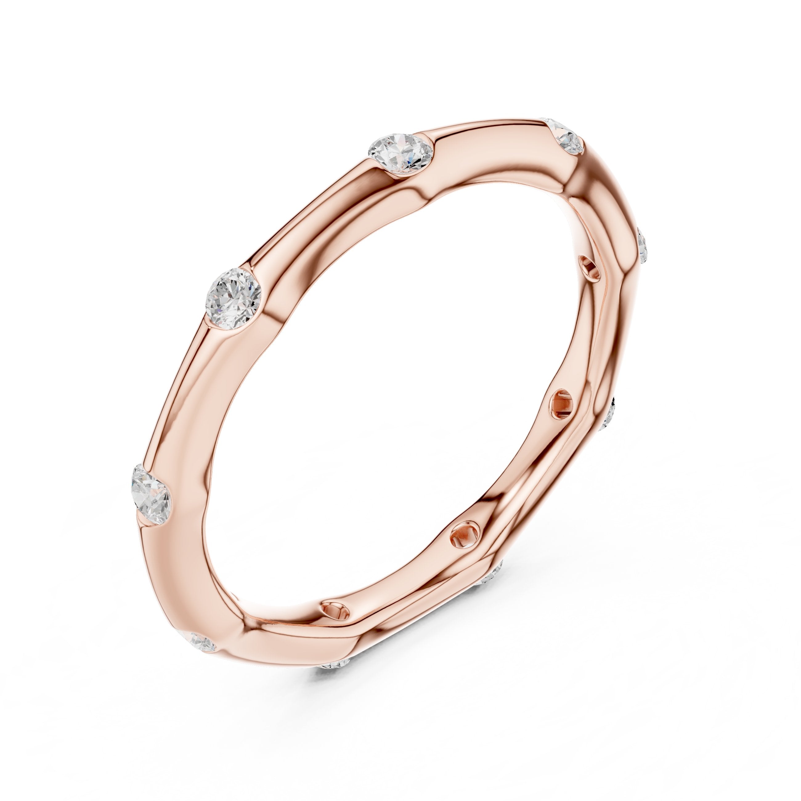 Bezel Set Diamond Band in Rose Gold - VYKA Diamonds