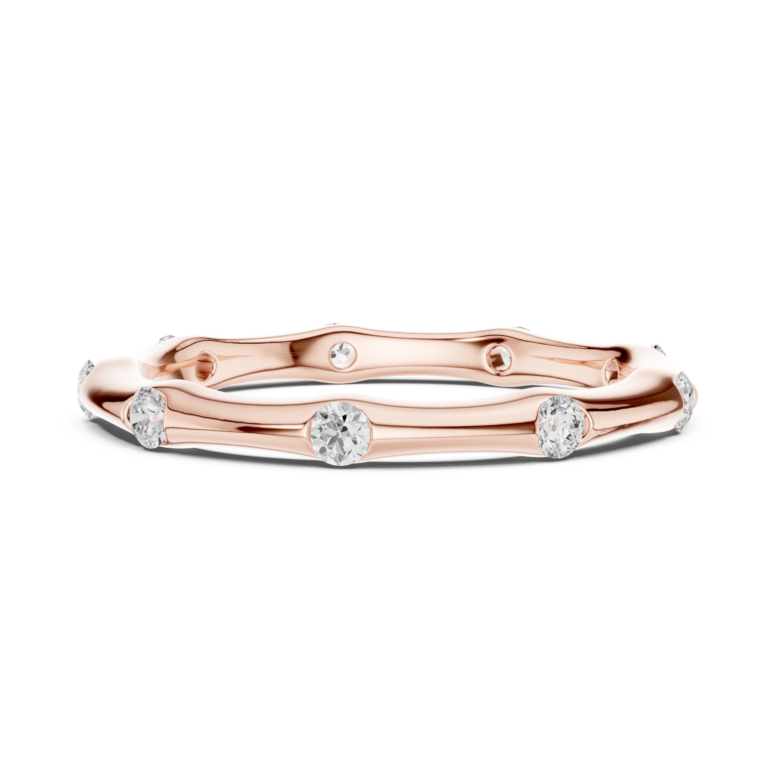 Bezel Set Diamond Band in Rose Gold - VYKA Diamonds