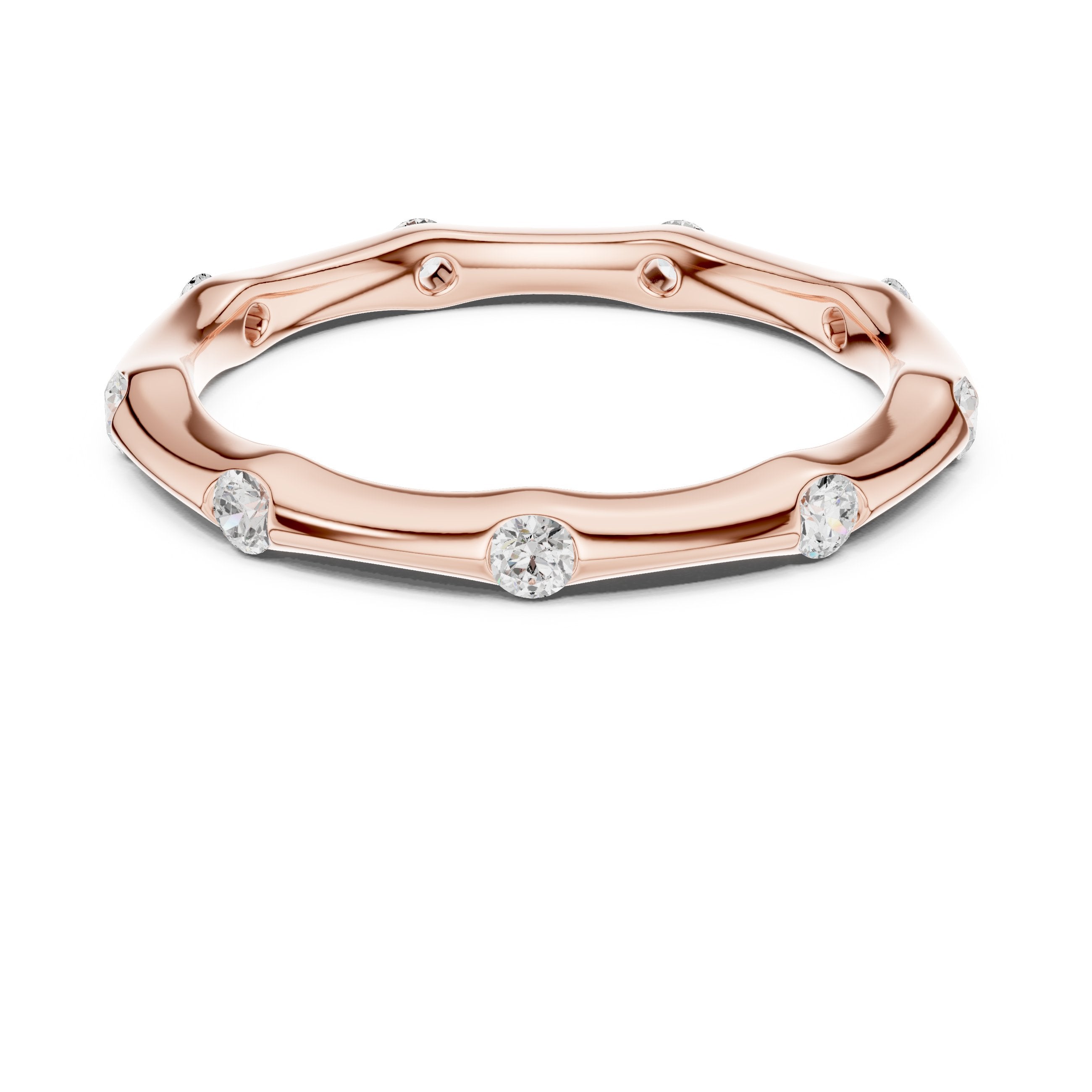 Bezel Set Diamond Band in Rose Gold - VYKA Diamonds