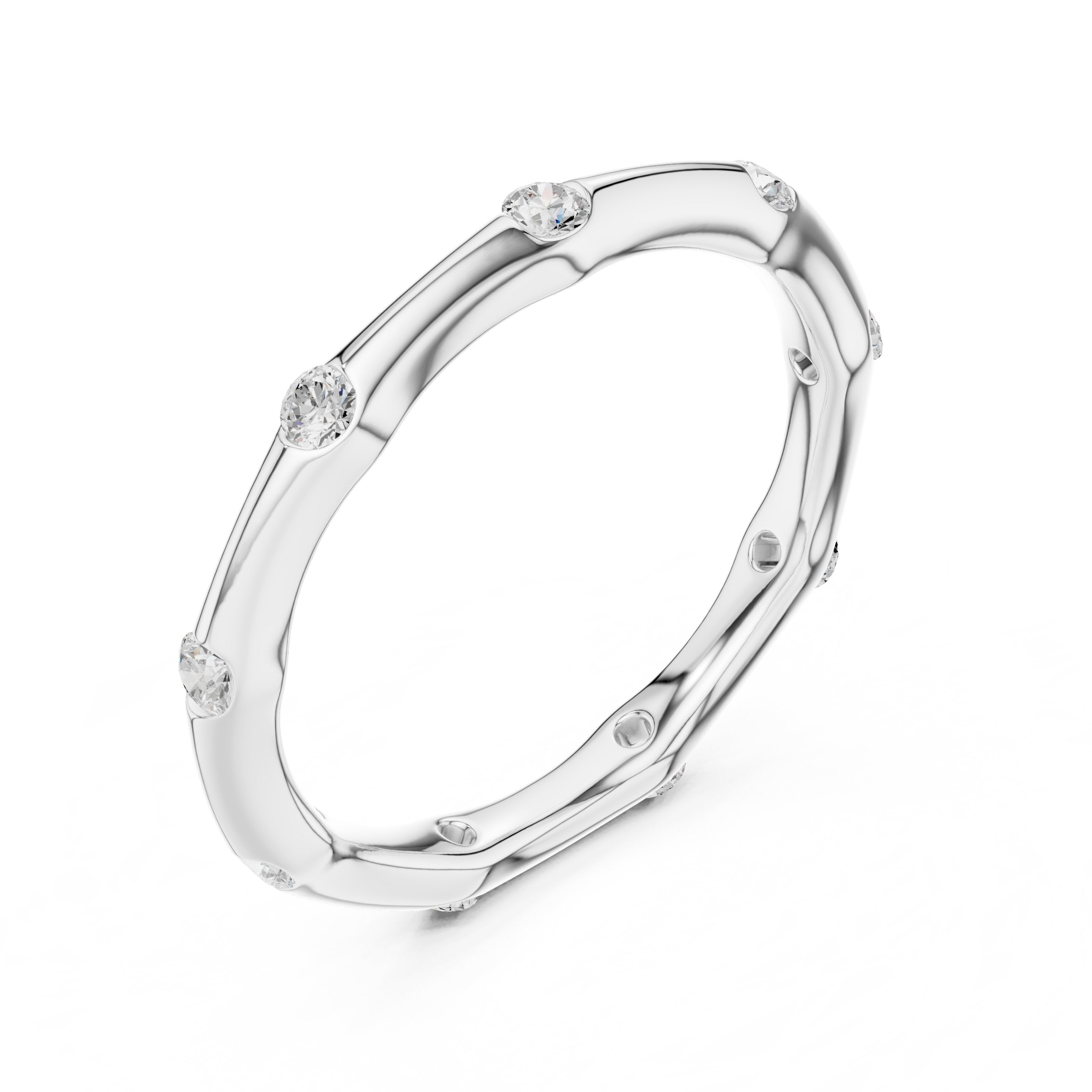 Bezel Set Diamond Band in White Gold - VYKA Diamonds