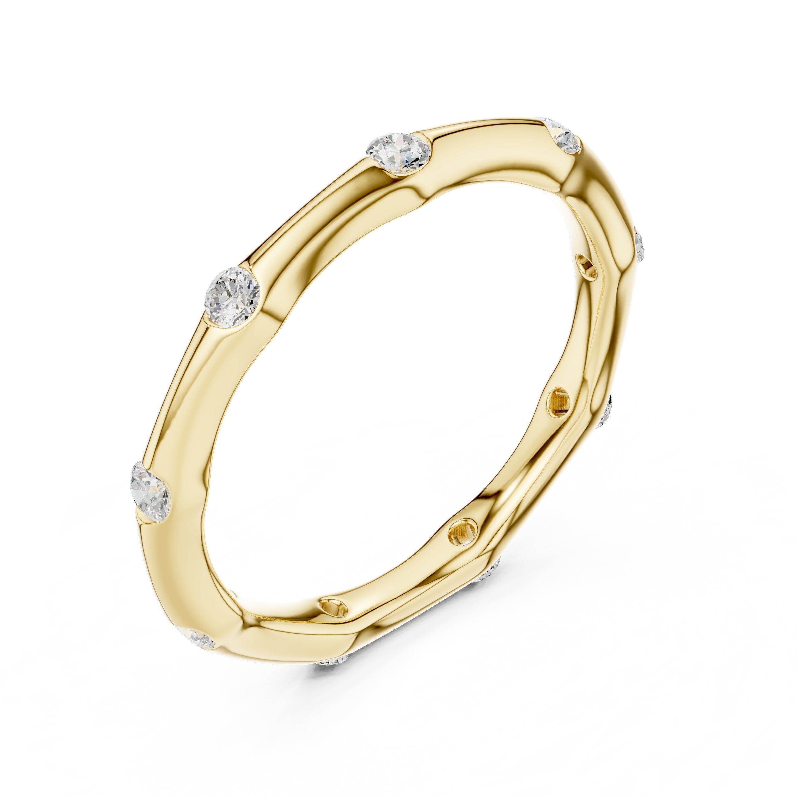 Bezel Set Diamond Band in Yellow Gold - VYKA Diamonds