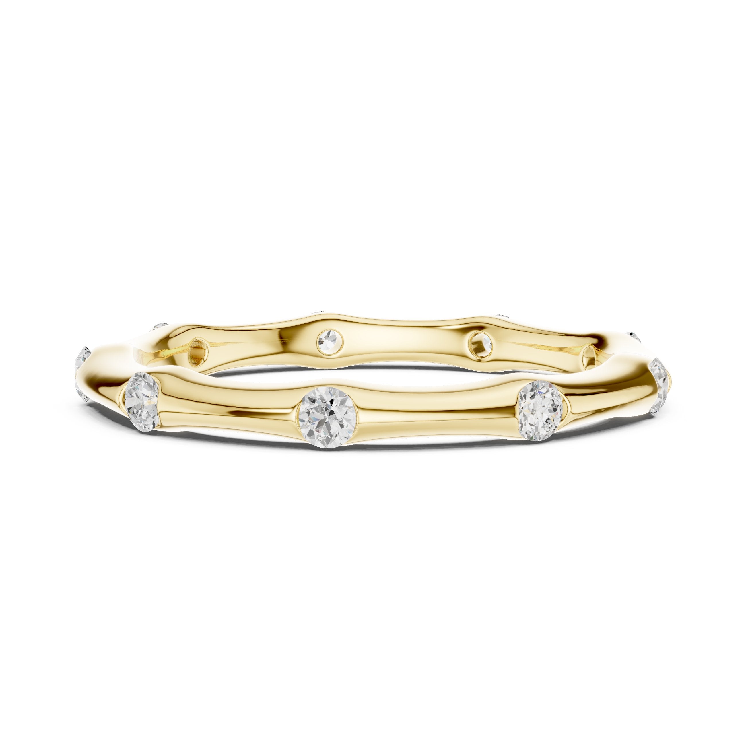 Bezel Set Diamond Band in Yellow Gold - VYKA Diamonds