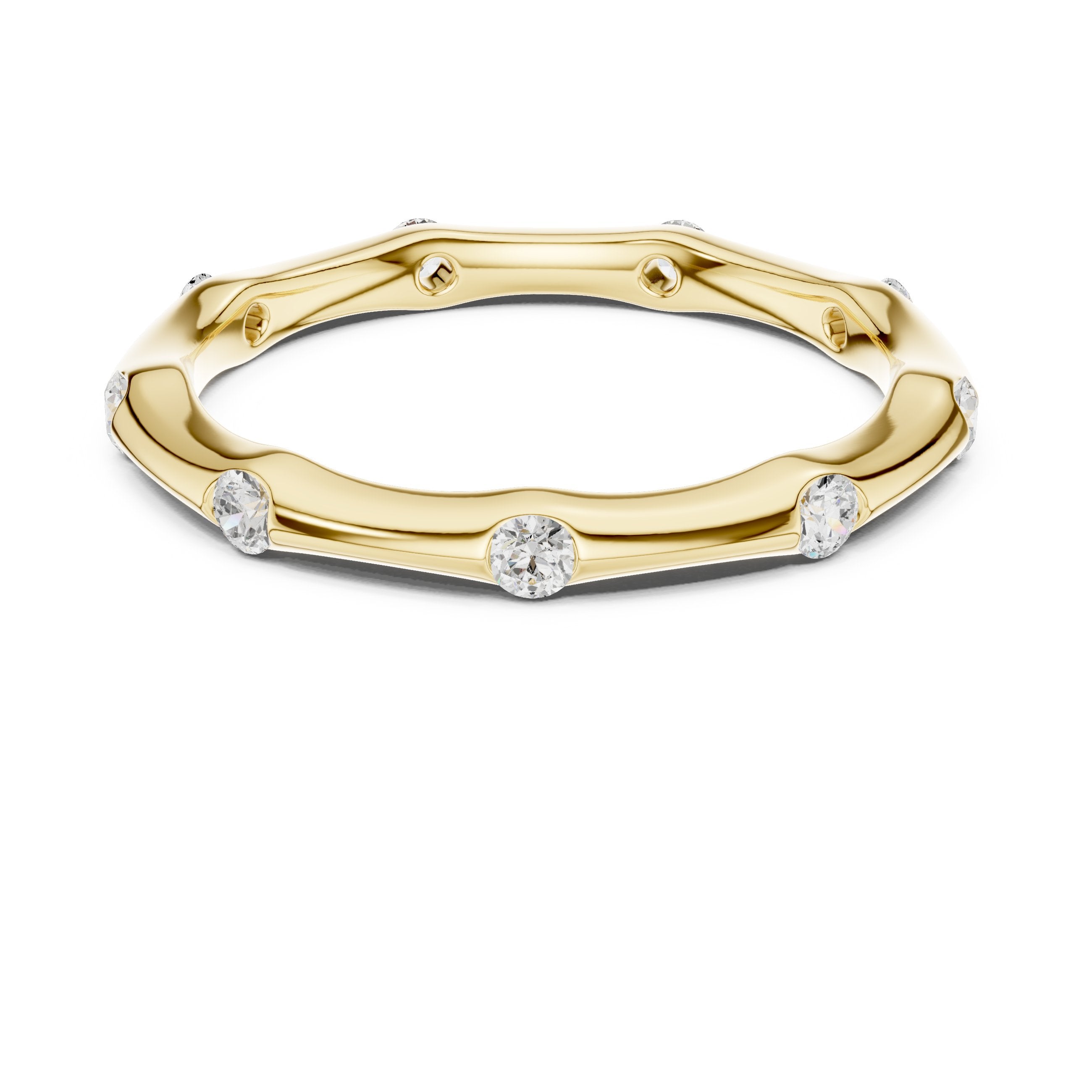 Bezel Set Diamond Band in Yellow Gold - VYKA Diamonds