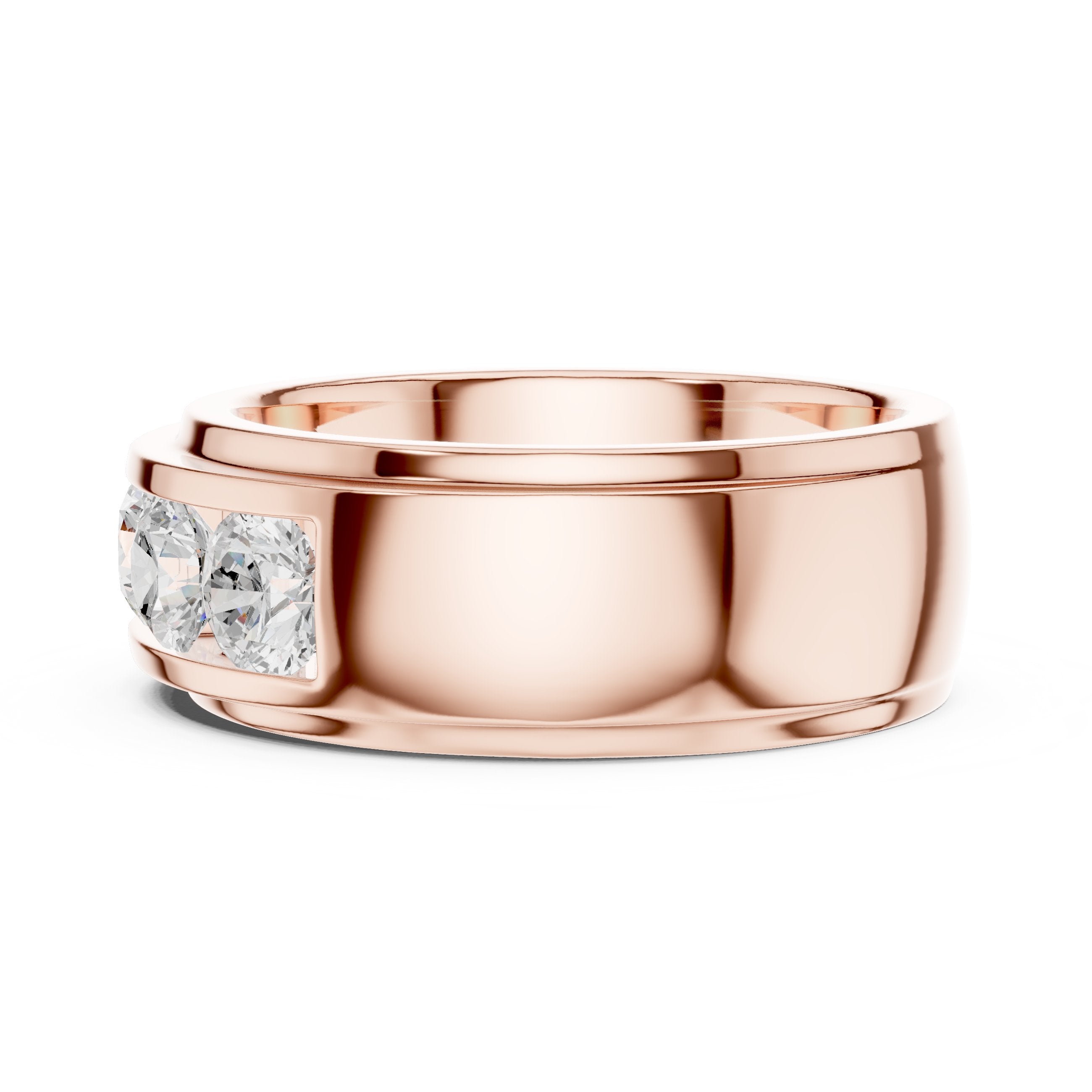 Round Diamond Five Stone Channel Set Wedding Band in Rose Gold - VYKA Diamonds