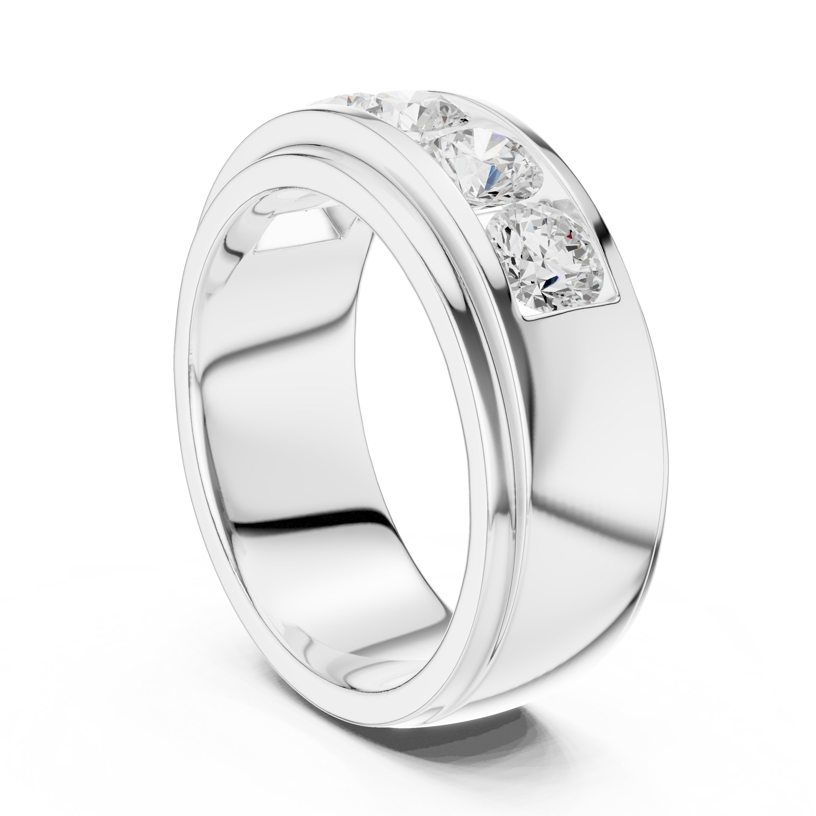 Round Diamond Five Stone Channel Set Wedding Band in White Gold - VYKA Diamonds