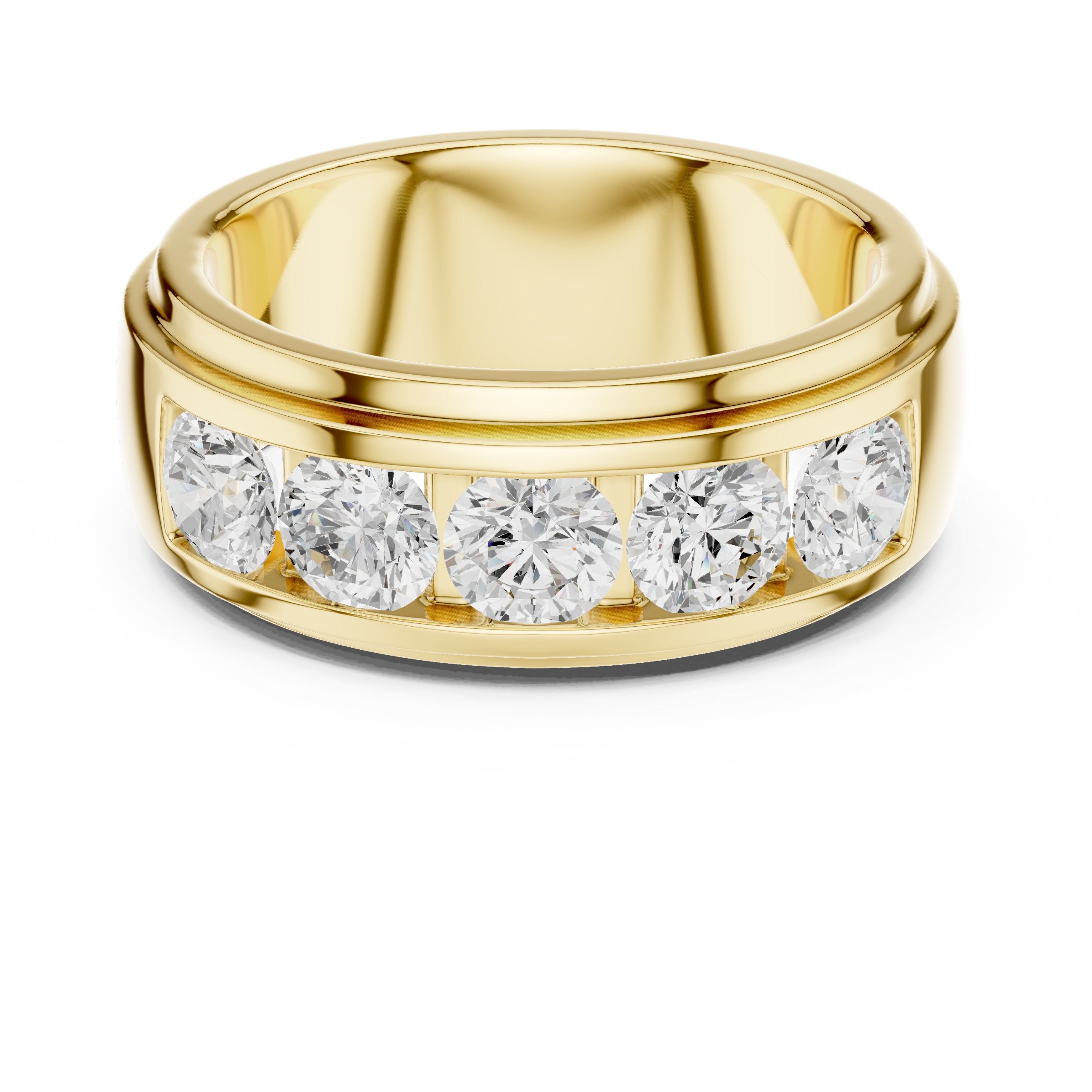 Round Diamond Five Stone Channel Set Wedding Band in Yellow Gold - VYKA Diamonds