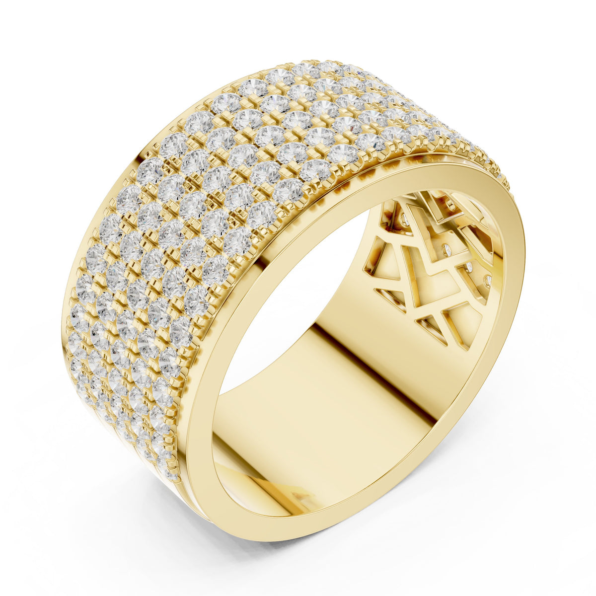 Round Diamond Wide Multi-Row Pavé Wedding Band
