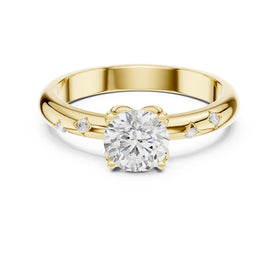 Round Diamond Engagement Ring with Bezel Set Side Accents
