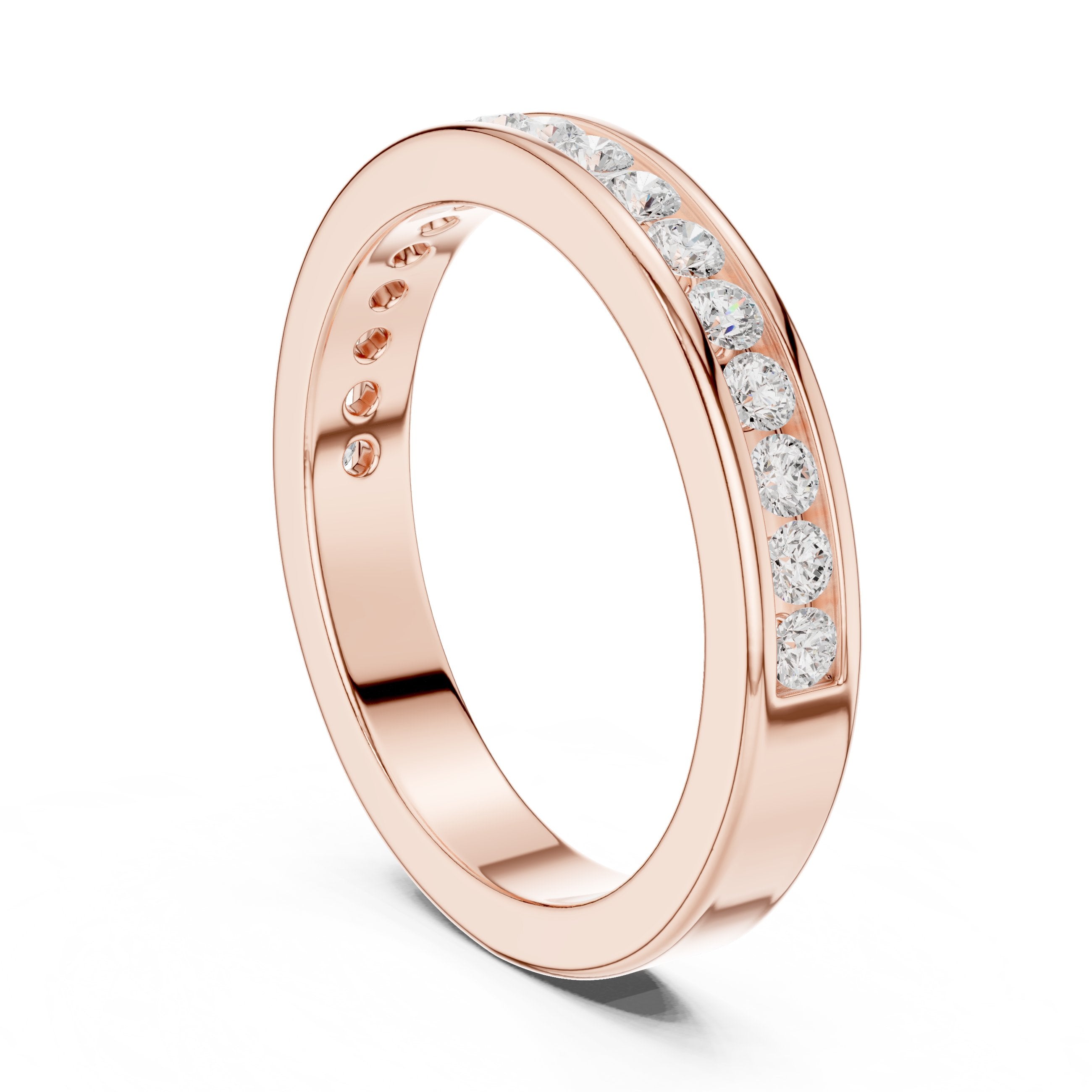 Round Diamond Channel Set Anniversary Band in Rose Gold - VYKA Diamonds