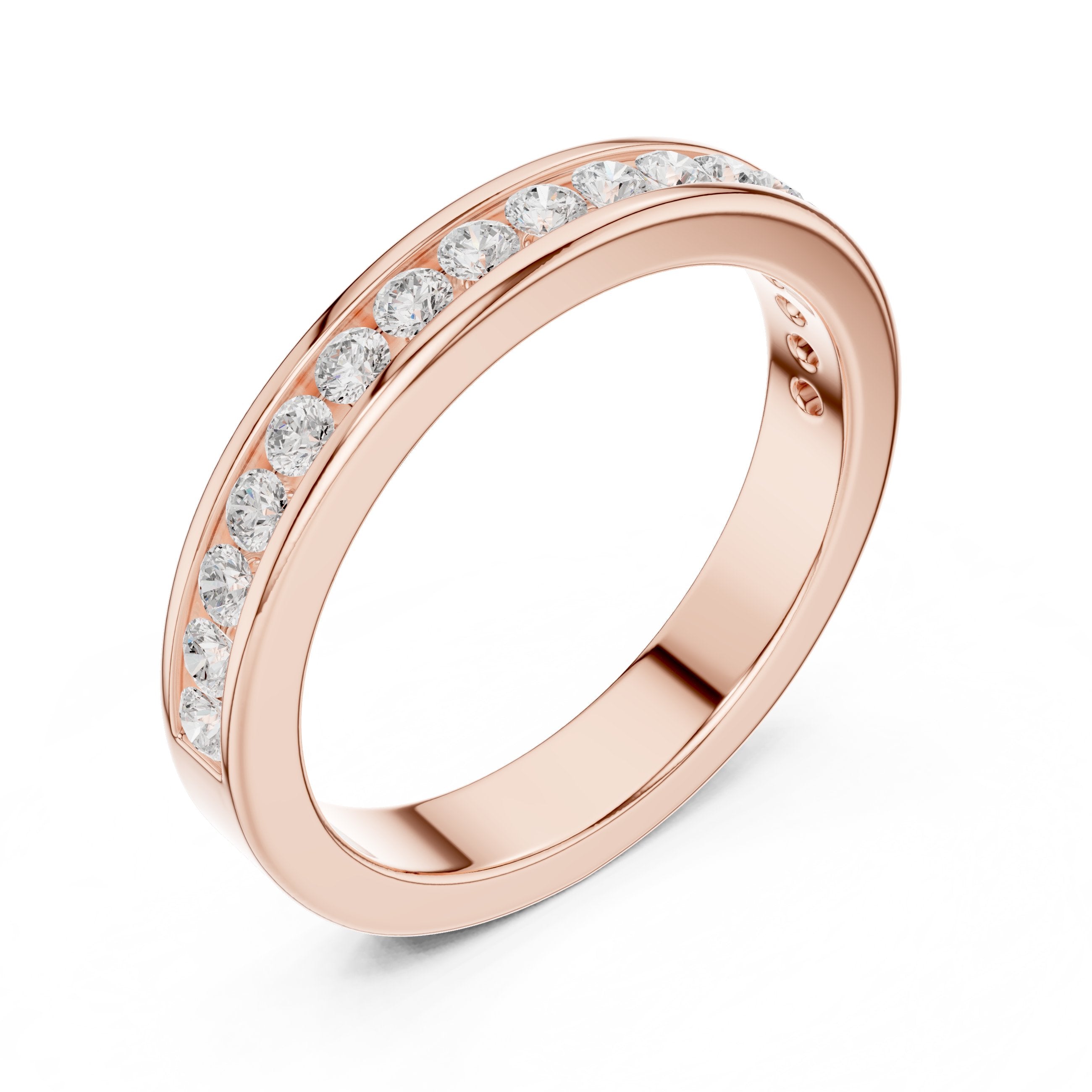 Round Diamond Channel Set Anniversary Band in Rose Gold - VYKA Diamonds
