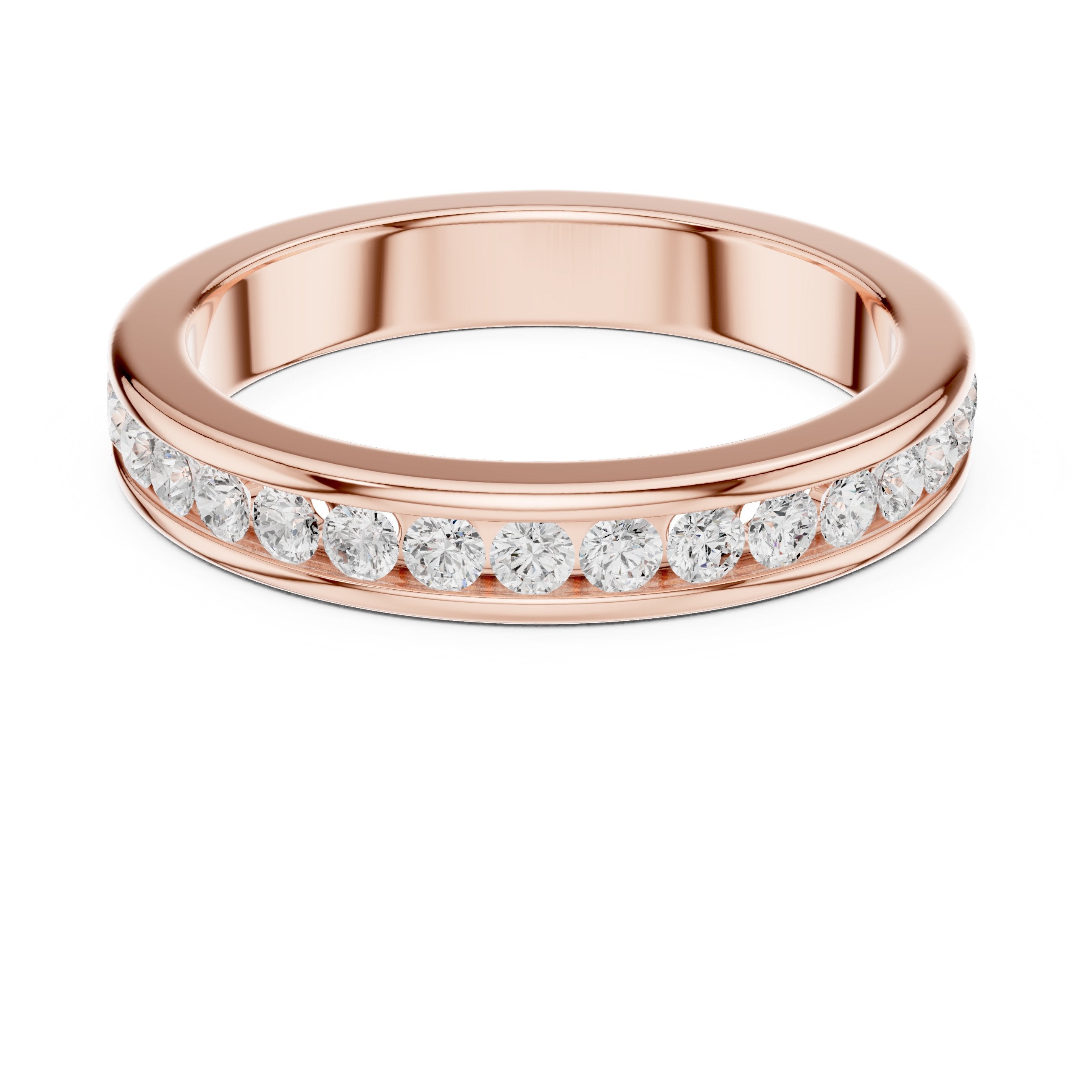 Round Diamond Channel Set Anniversary Band in Rose Gold - VYKA Diamonds