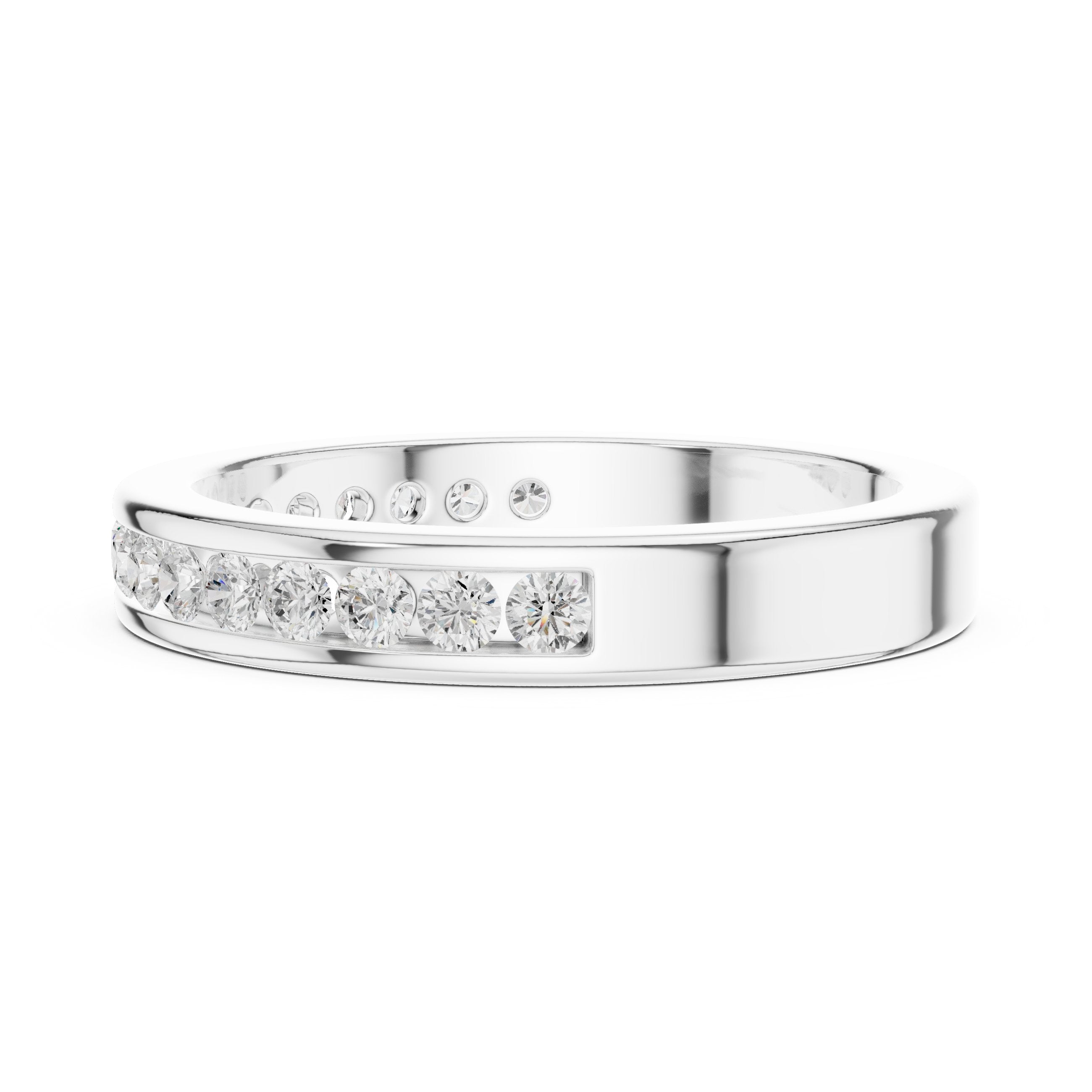 Round Diamond Channel Set Anniversary Band in White Gold - VYKA Diamonds
