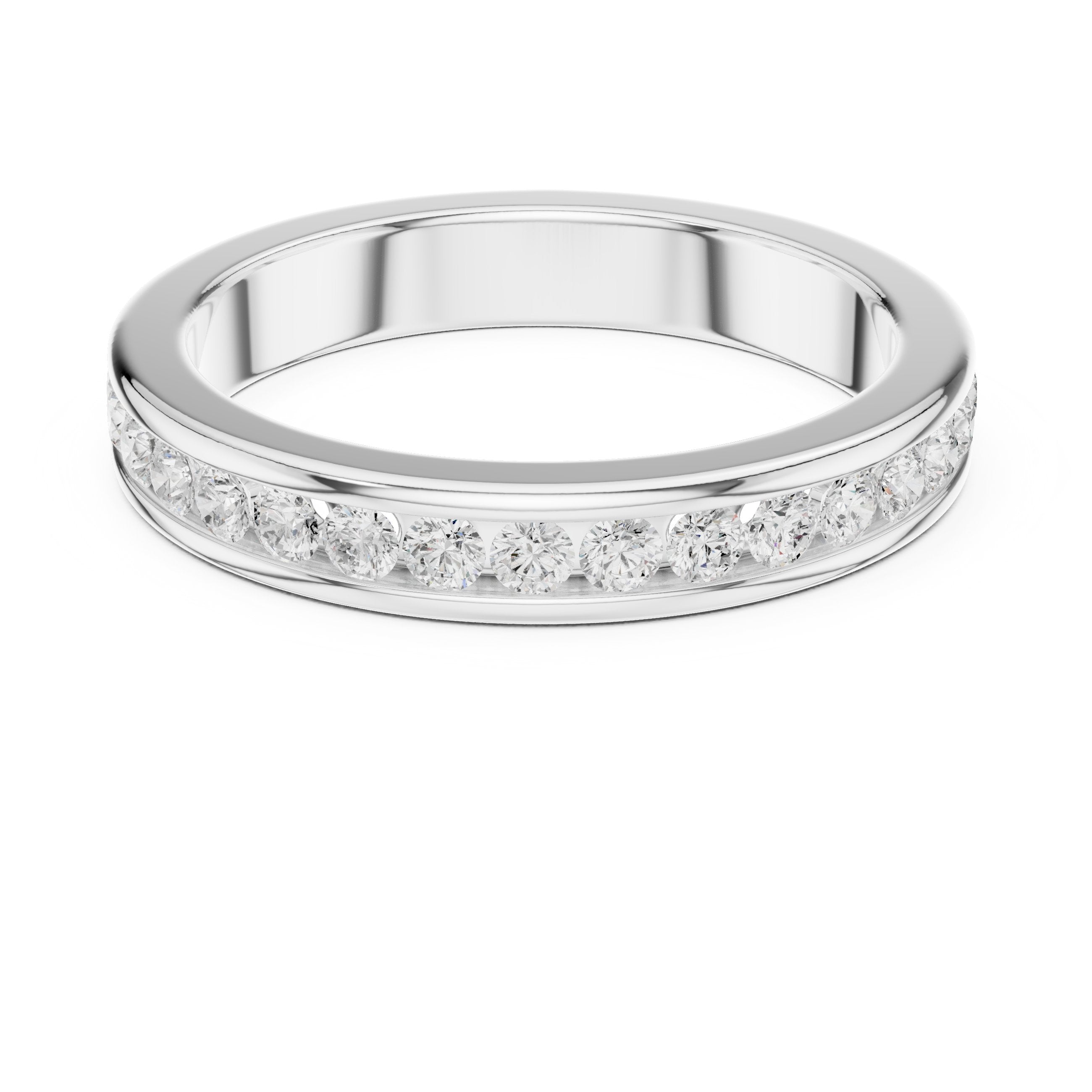 Round Diamond Channel Set Anniversary Band in White Gold - VYKA Diamonds