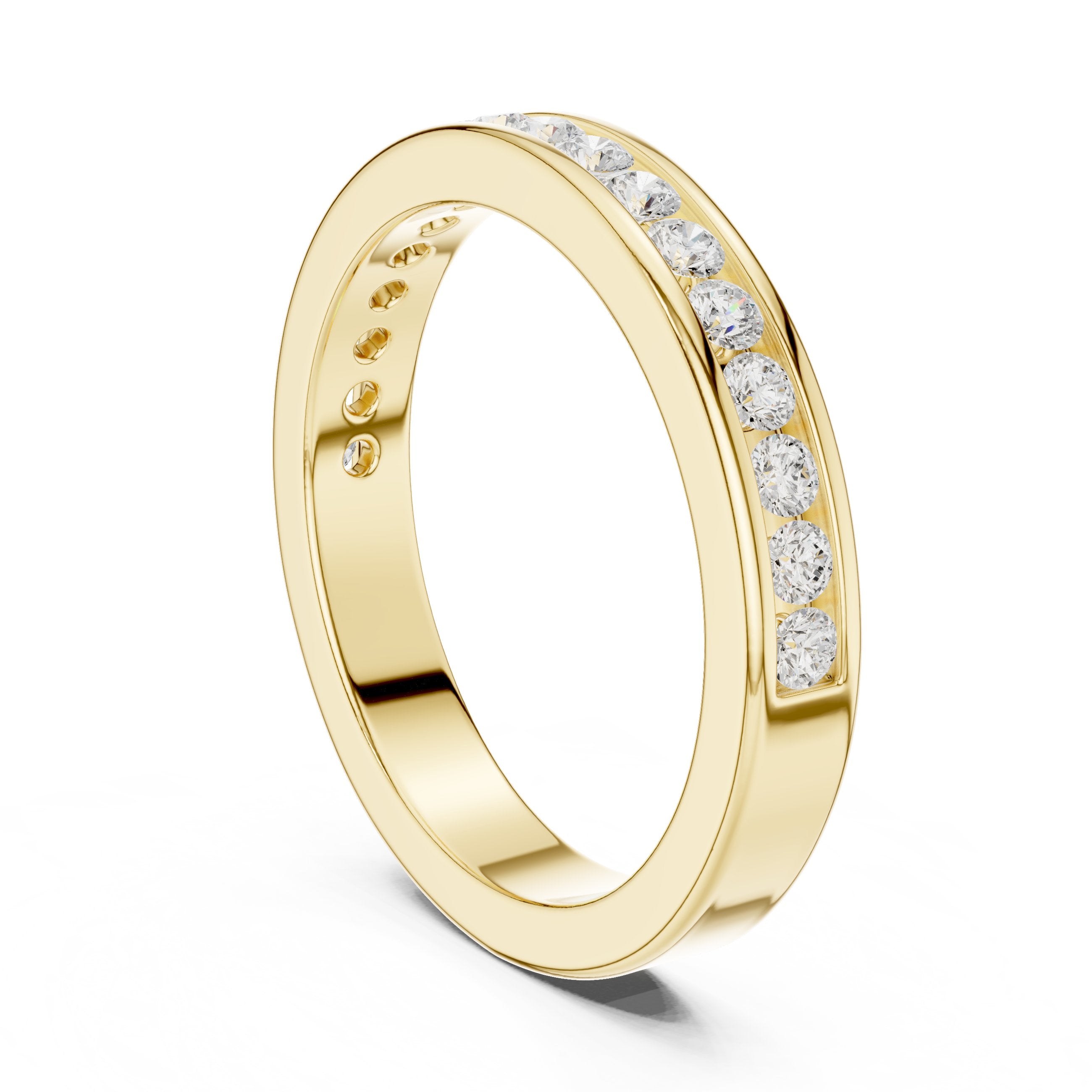 Round Diamond Channel Set Anniversary Band in Yellow Gold - VYKA Diamonds