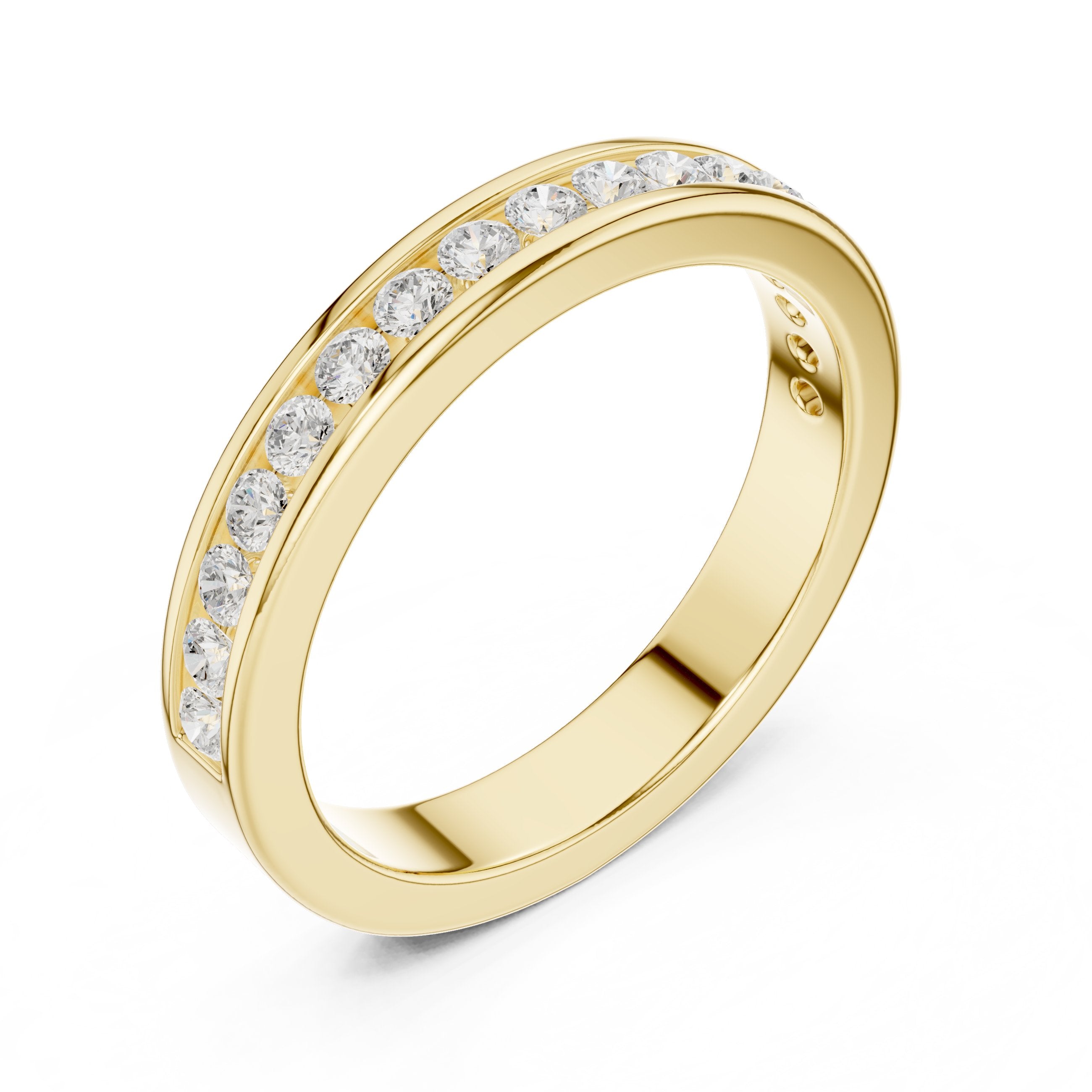 Round Diamond Channel Set Anniversary Band in Yellow Gold - VYKA Diamonds