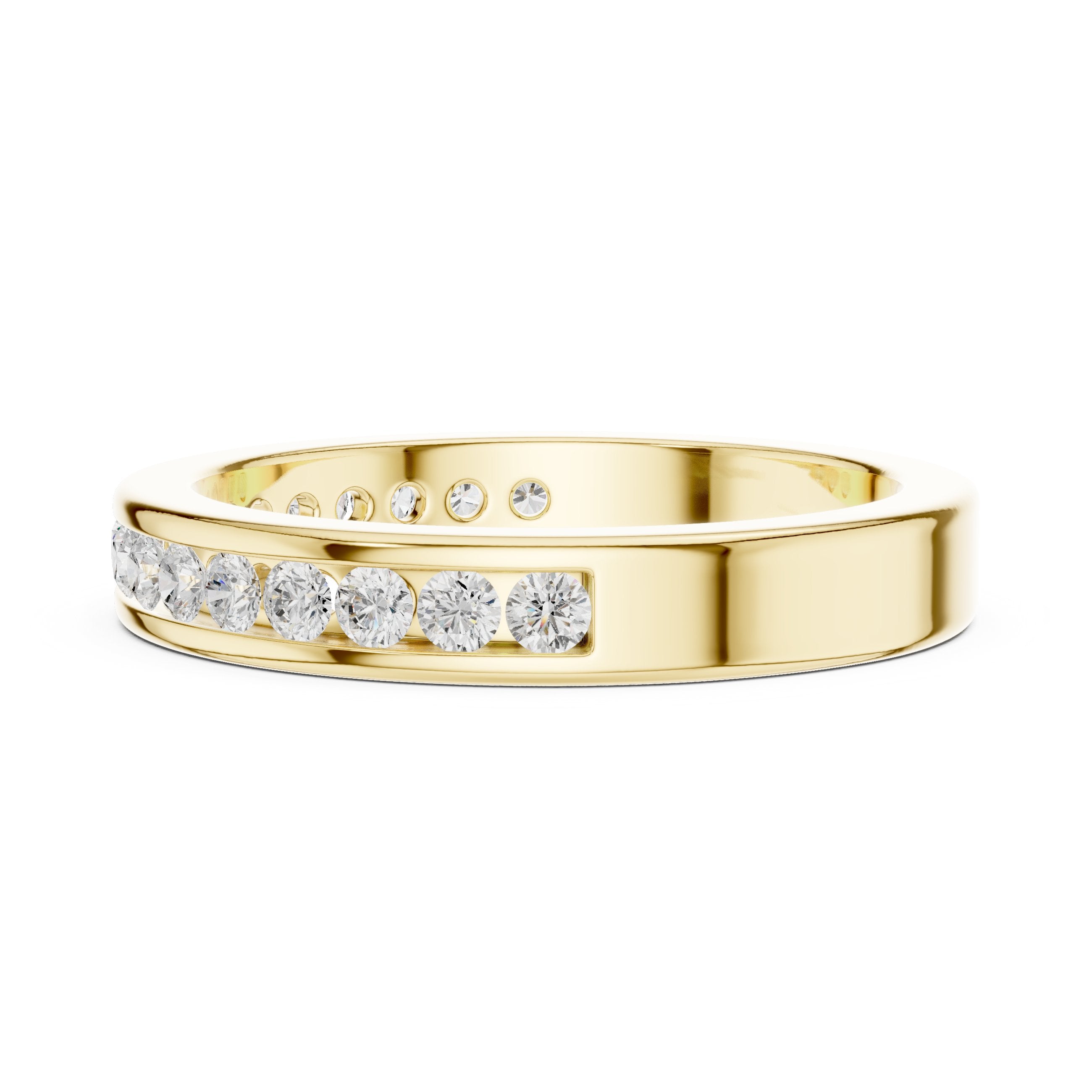 Round Diamond Channel Set Anniversary Band in Yellow Gold - VYKA Diamonds