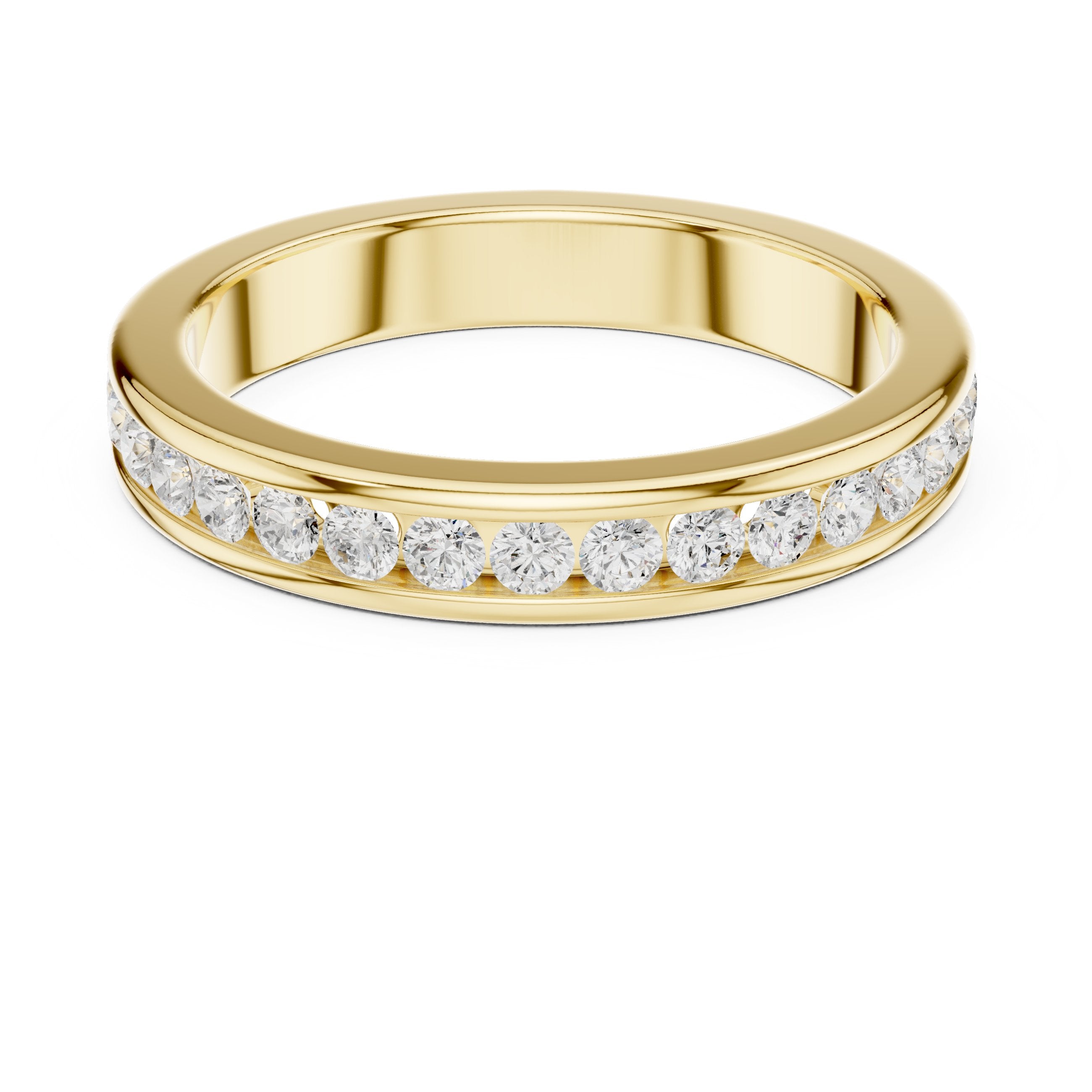 Round Diamond Channel Set Anniversary Band in Yellow Gold - VYKA Diamonds