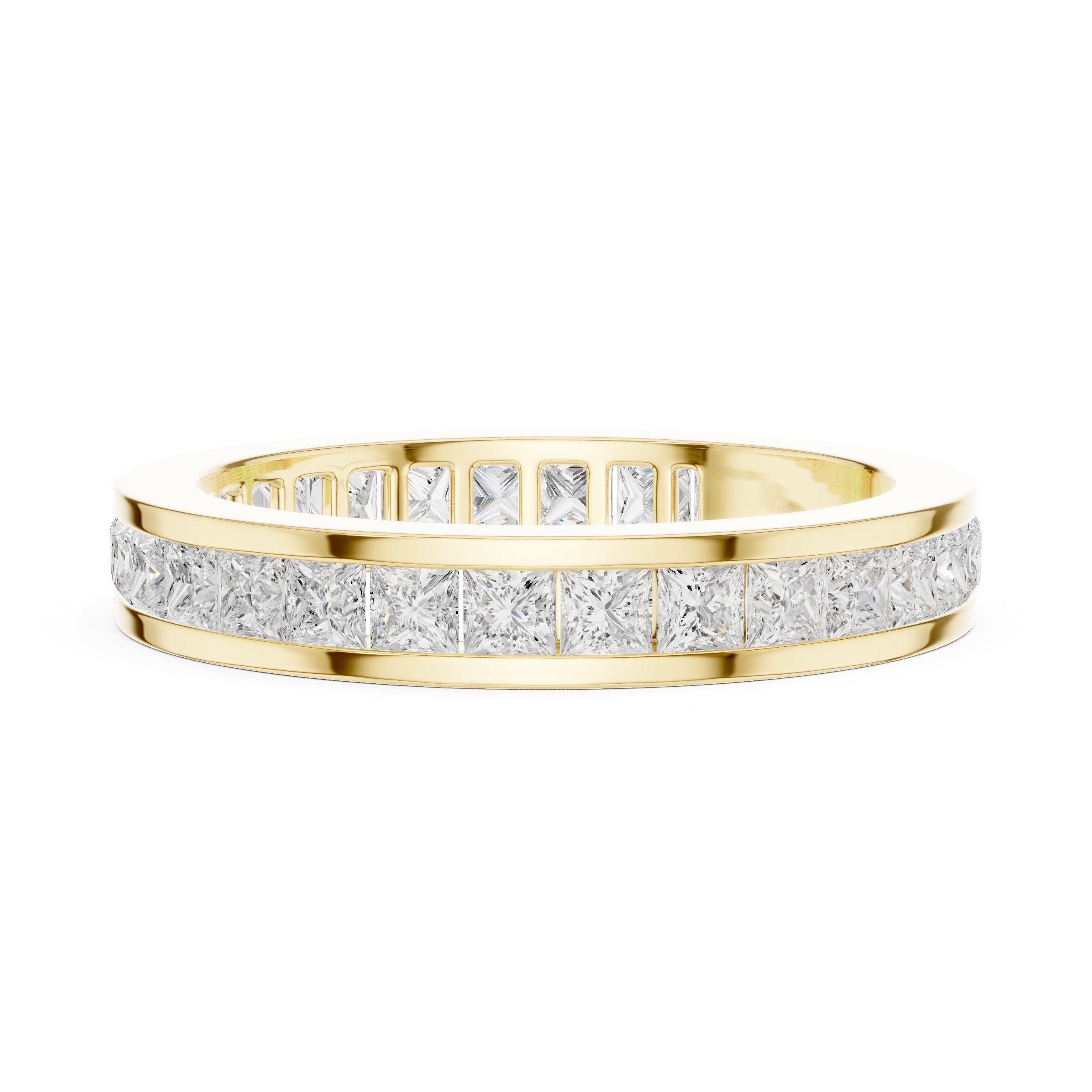 Princess Cut Diamond Channel Set Eternity Band in Yellow Gold - VYKA Diamonds