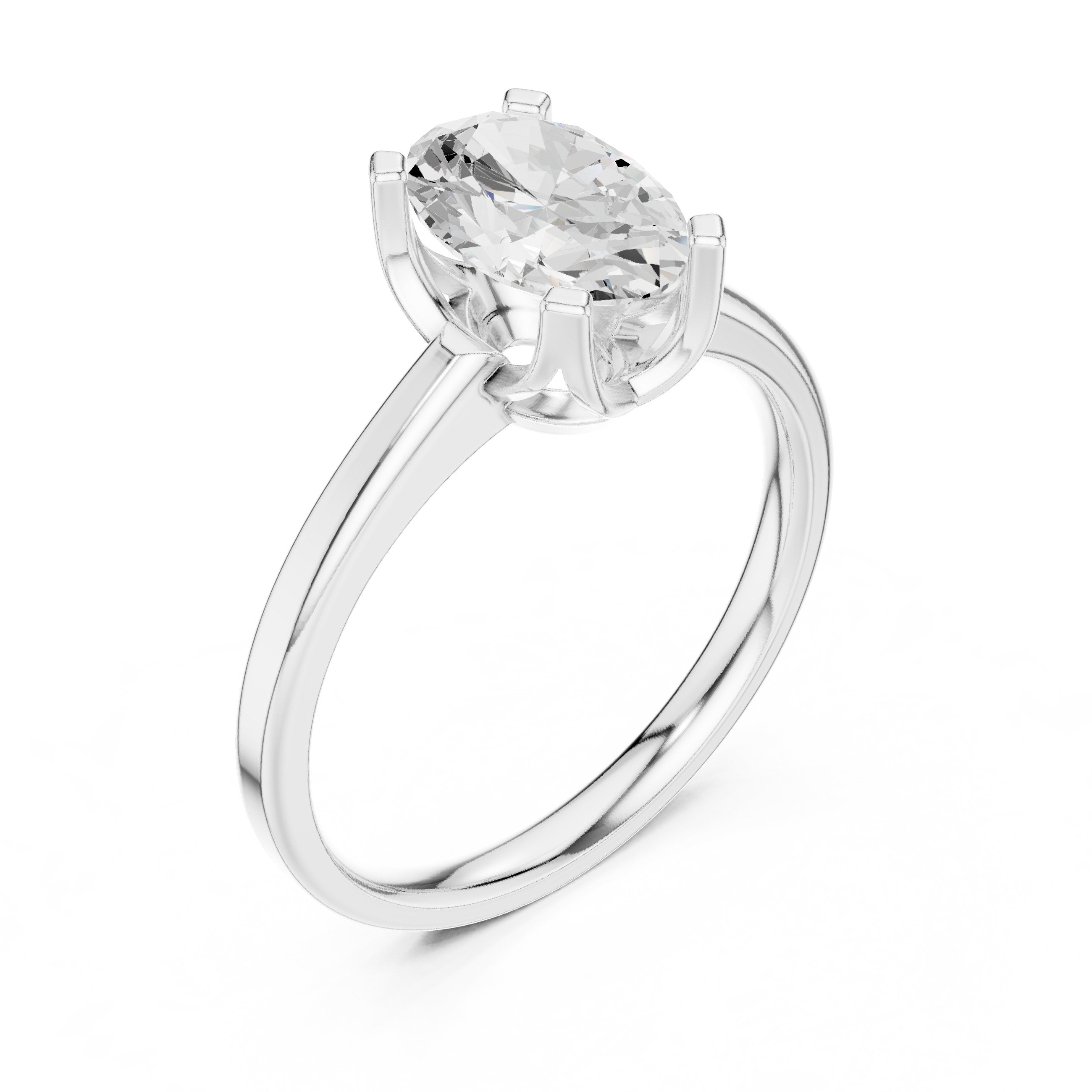 Oval Diamond Solitaire Engagement Ring in White Gold - VYKA Diamonds