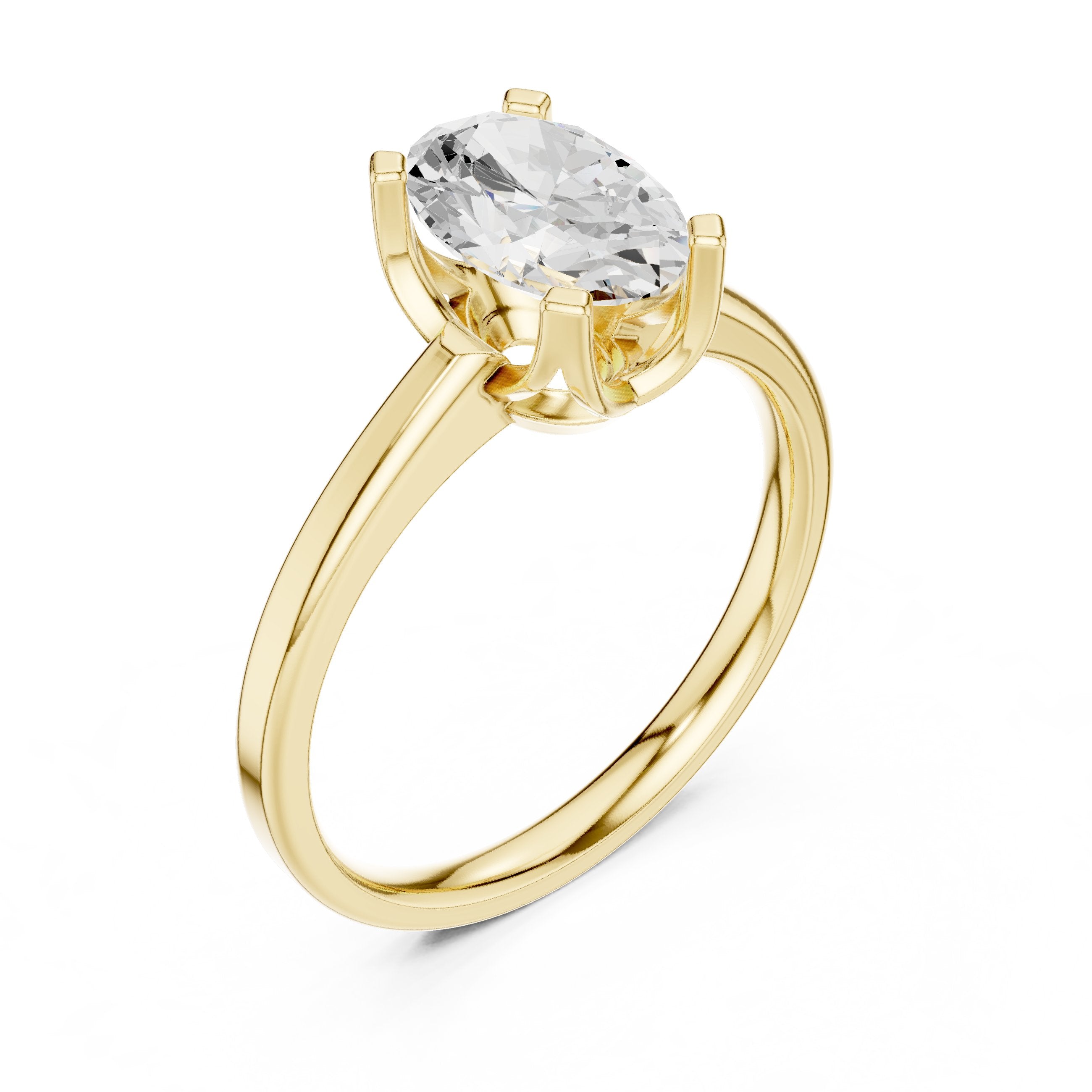 Oval Diamond Solitaire Engagement Ring in Yellow Gold - VYKA Diamonds