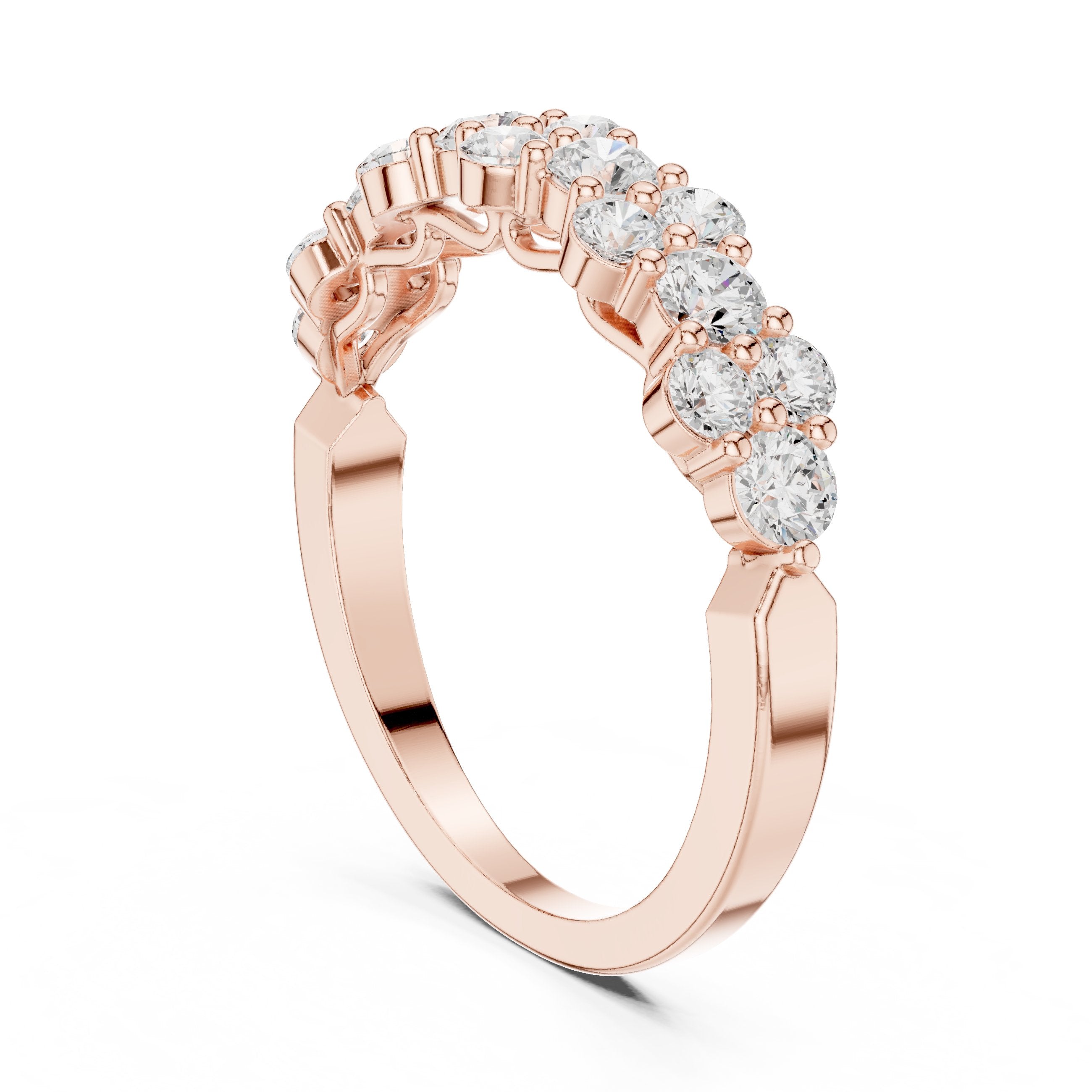 Round Diamond Cluster Half Eternity Band in Rose Gold - VYKA Diamonds