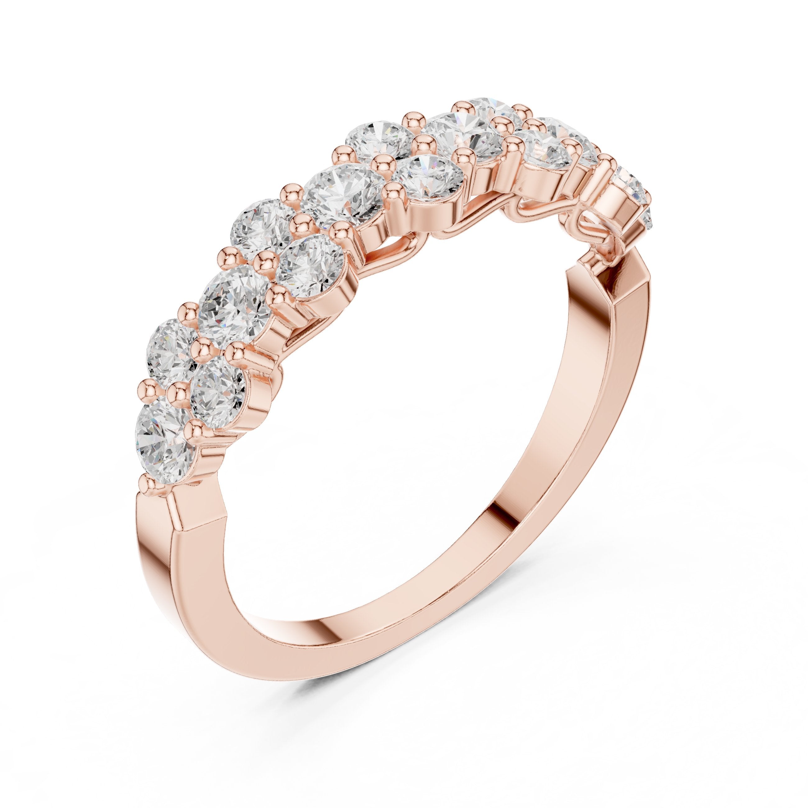 Round Diamond Cluster Half Eternity Band in Rose Gold - VYKA Diamonds