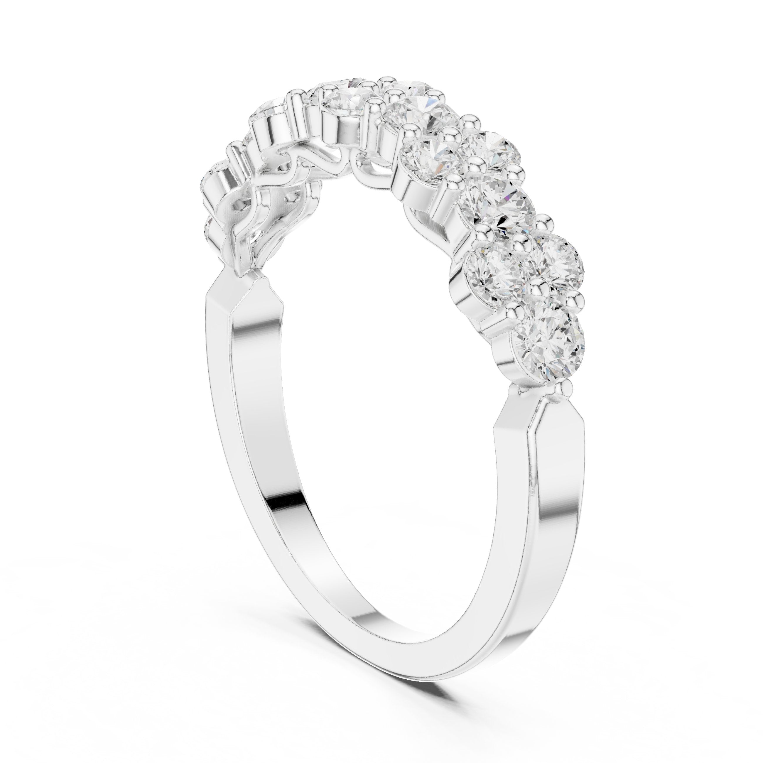 Round Diamond Cluster Half Eternity Band in White Gold - VYKA Diamonds